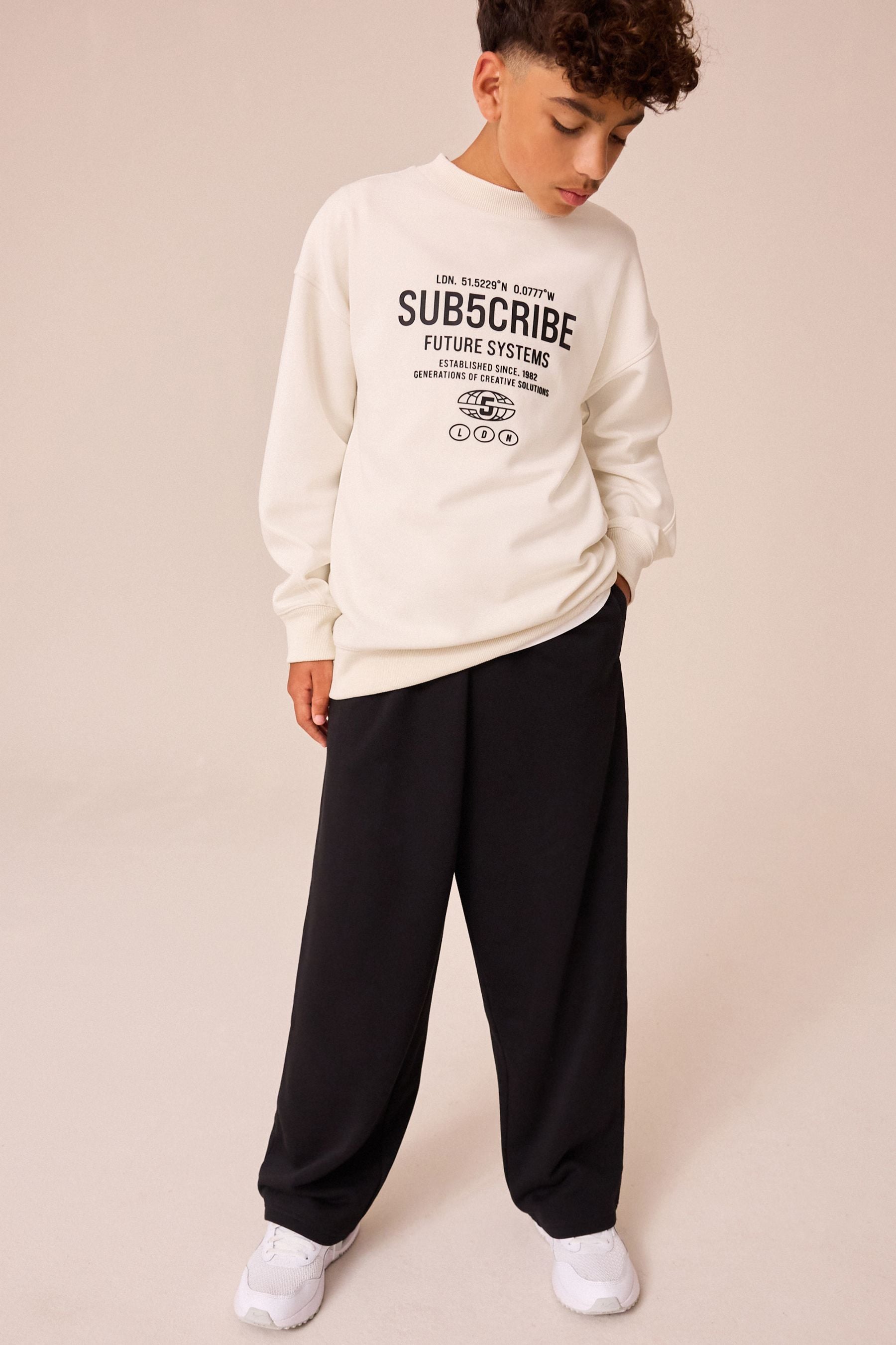 Cream Subscribe Crew Neck Sweat Top (3-16yrs)