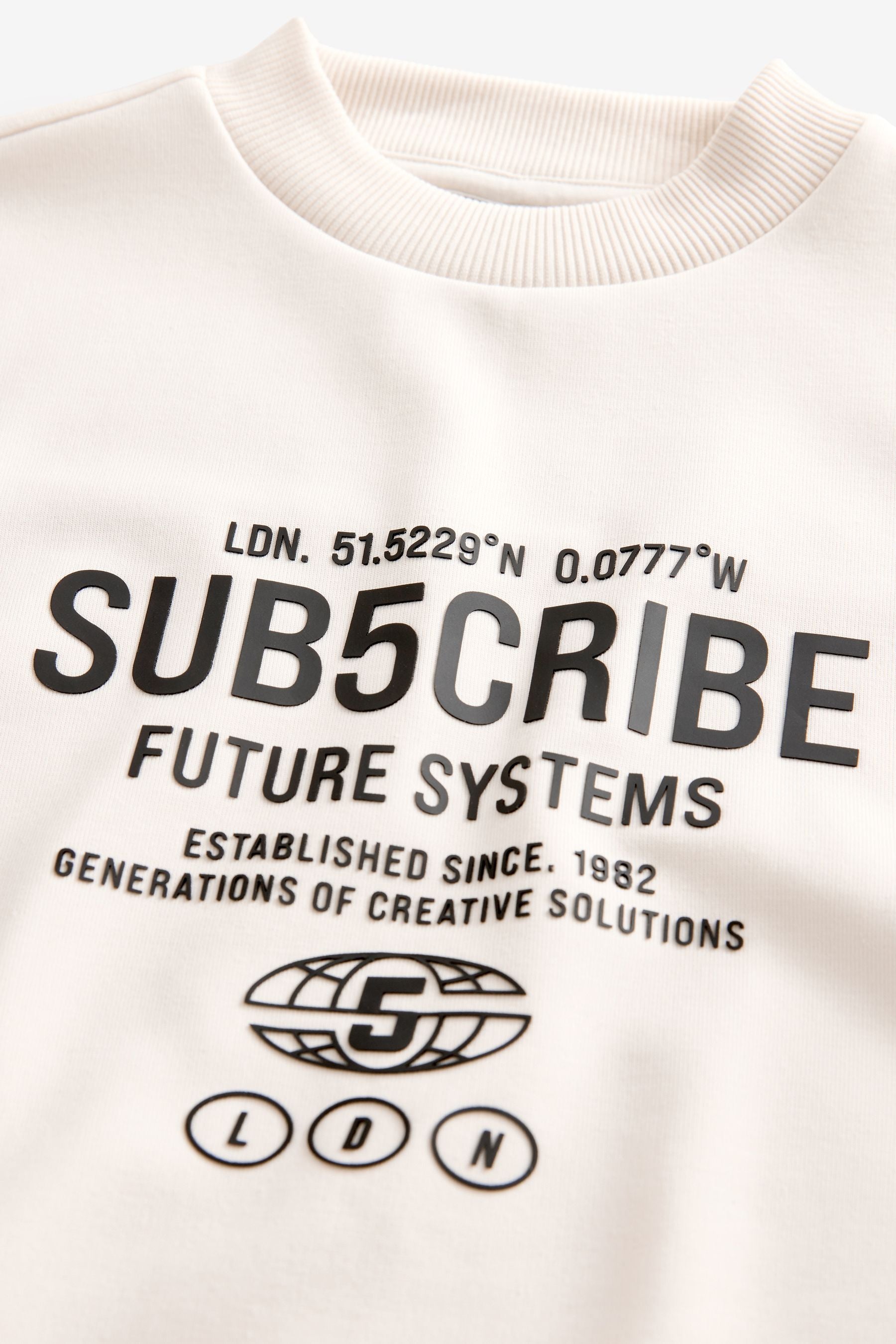 Cream Subscribe Crew Neck Sweat Top (3-16yrs)