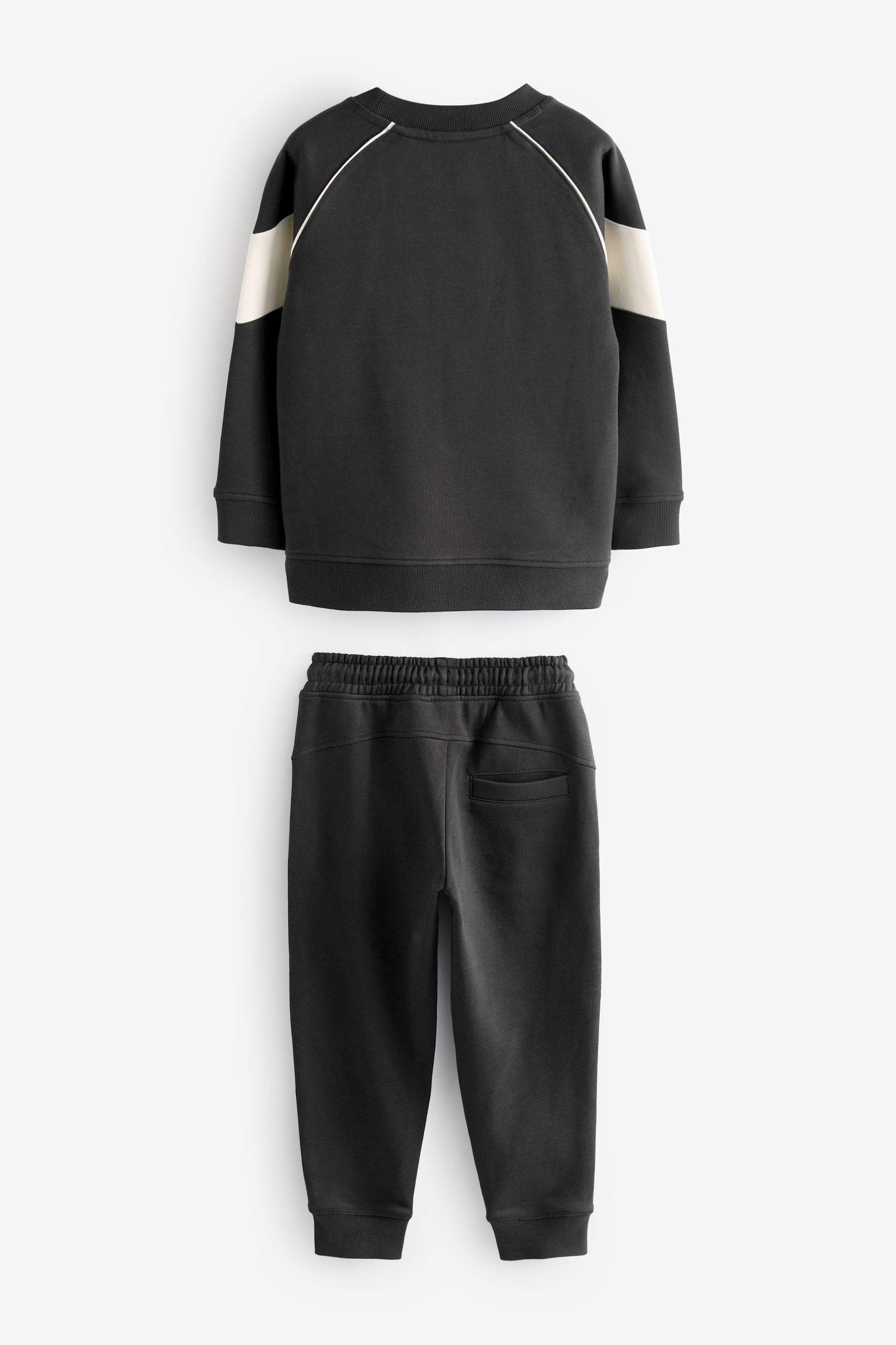 Black/ Ecru Panel Crew Neck Sweatshirt and Jogger Set (3-16yrs)