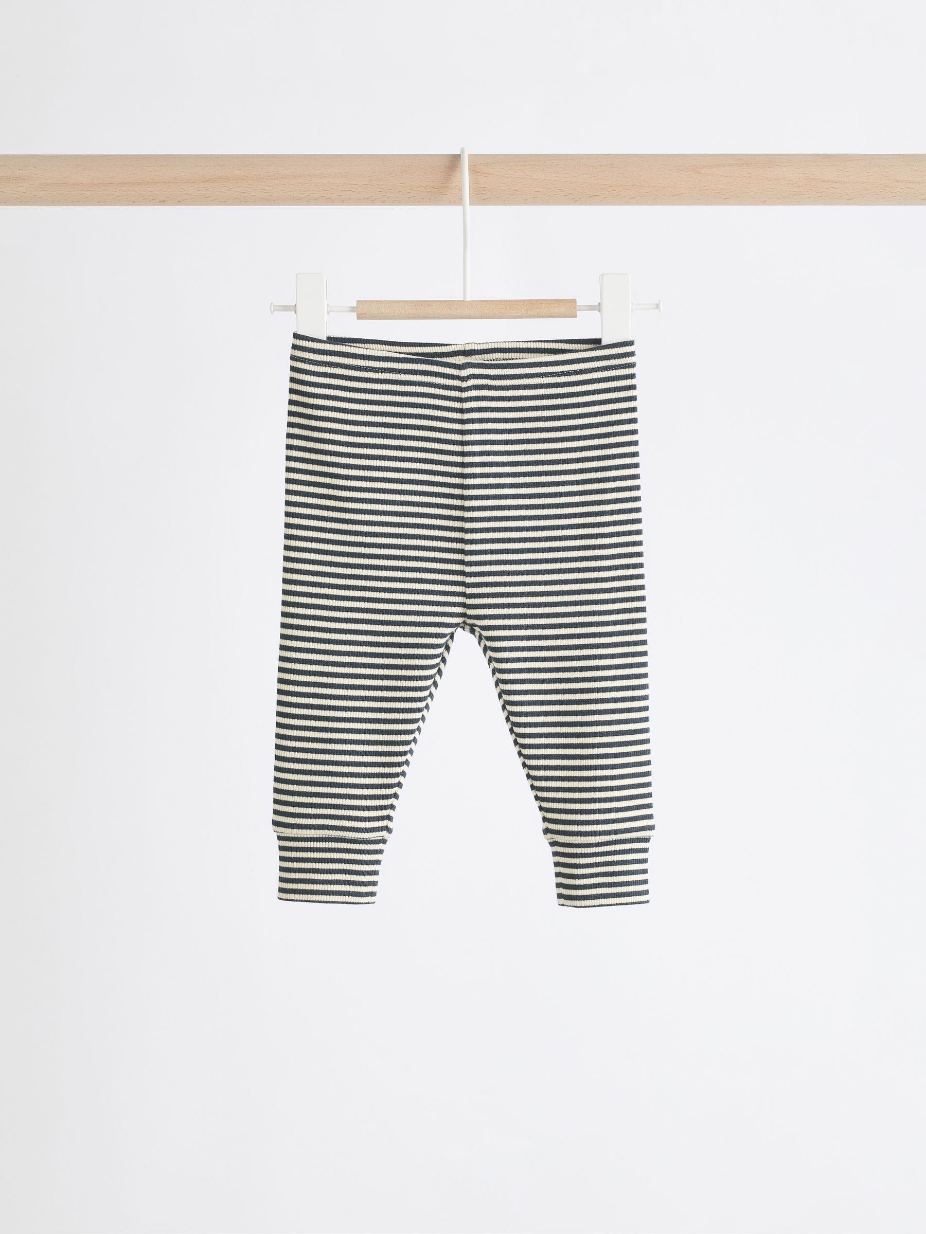 Navy Stripe 100% Cotton Baby Knitted Top and Leggings Set (0mths-2yrs)