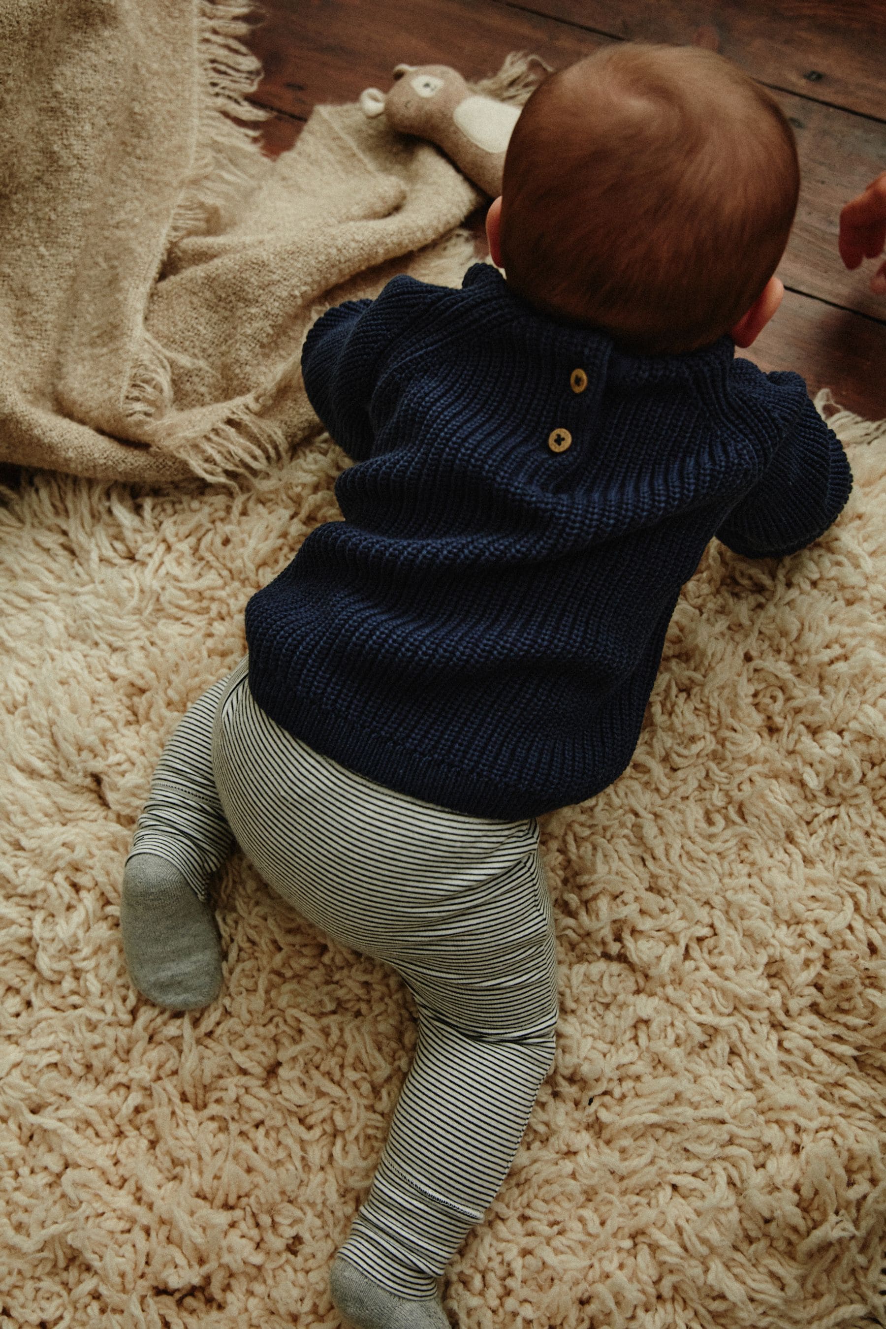 Navy Stripe Baby Knitted Top and Leggings Set (0mths-2yrs)