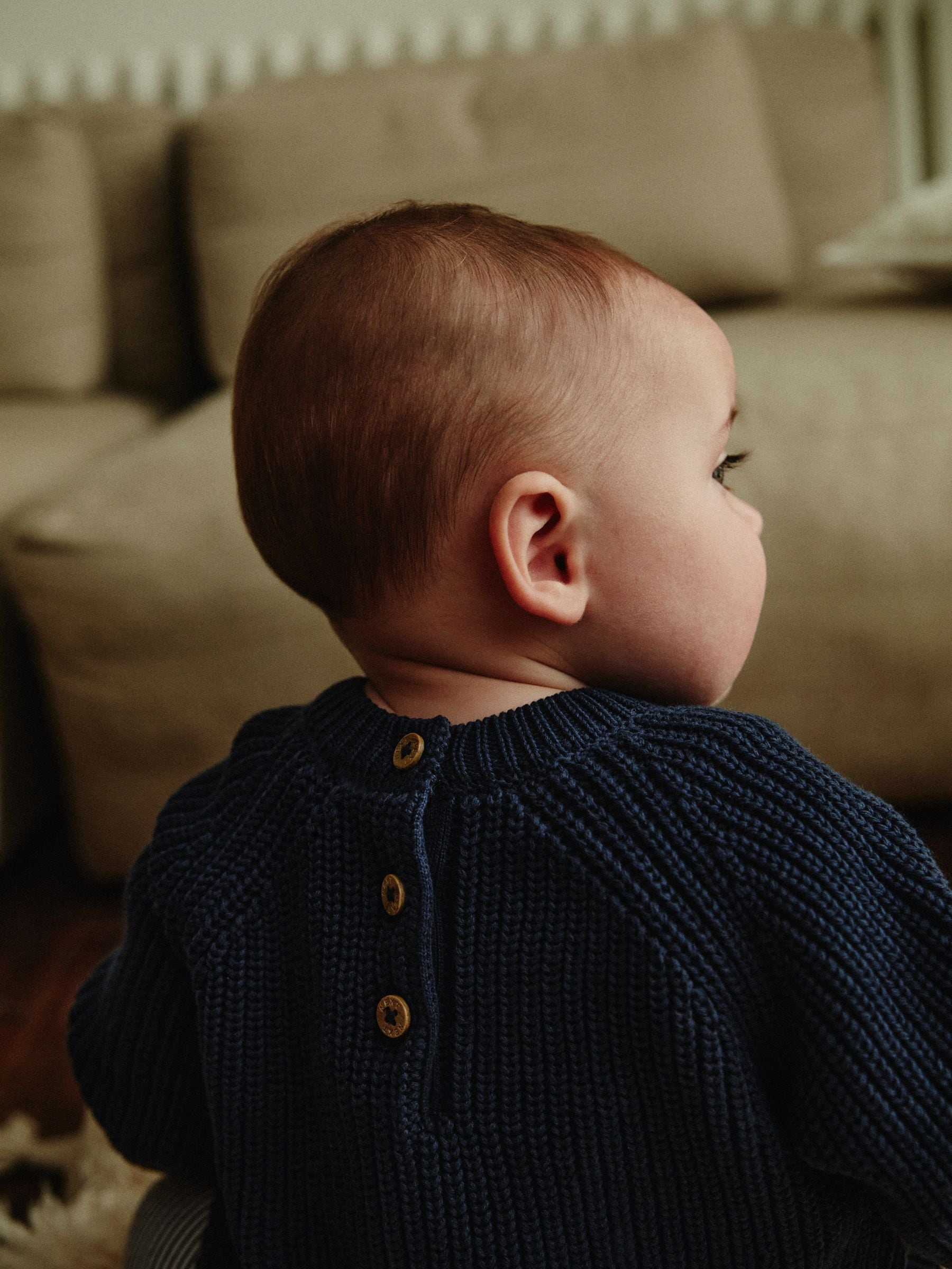 Navy Stripe 100% Cotton Baby Knitted Top and Leggings Set (0mths-2yrs)