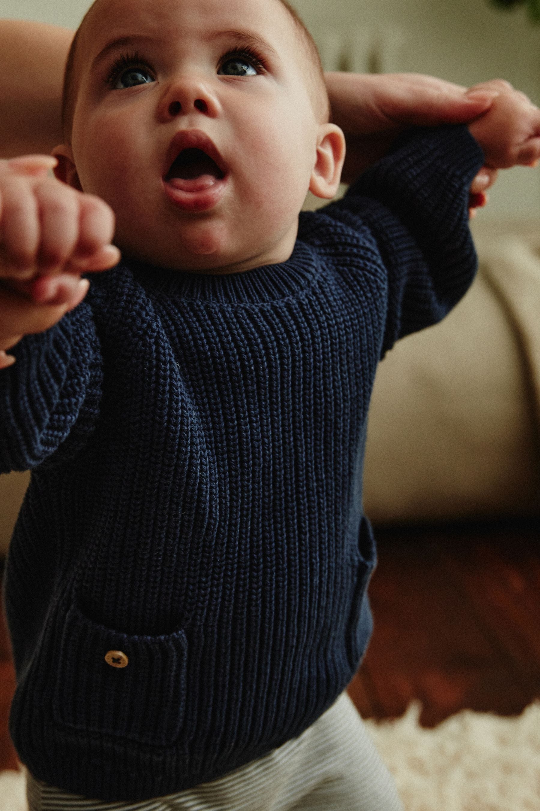 Navy Stripe Baby Knitted Top and Leggings Set (0mths-2yrs)