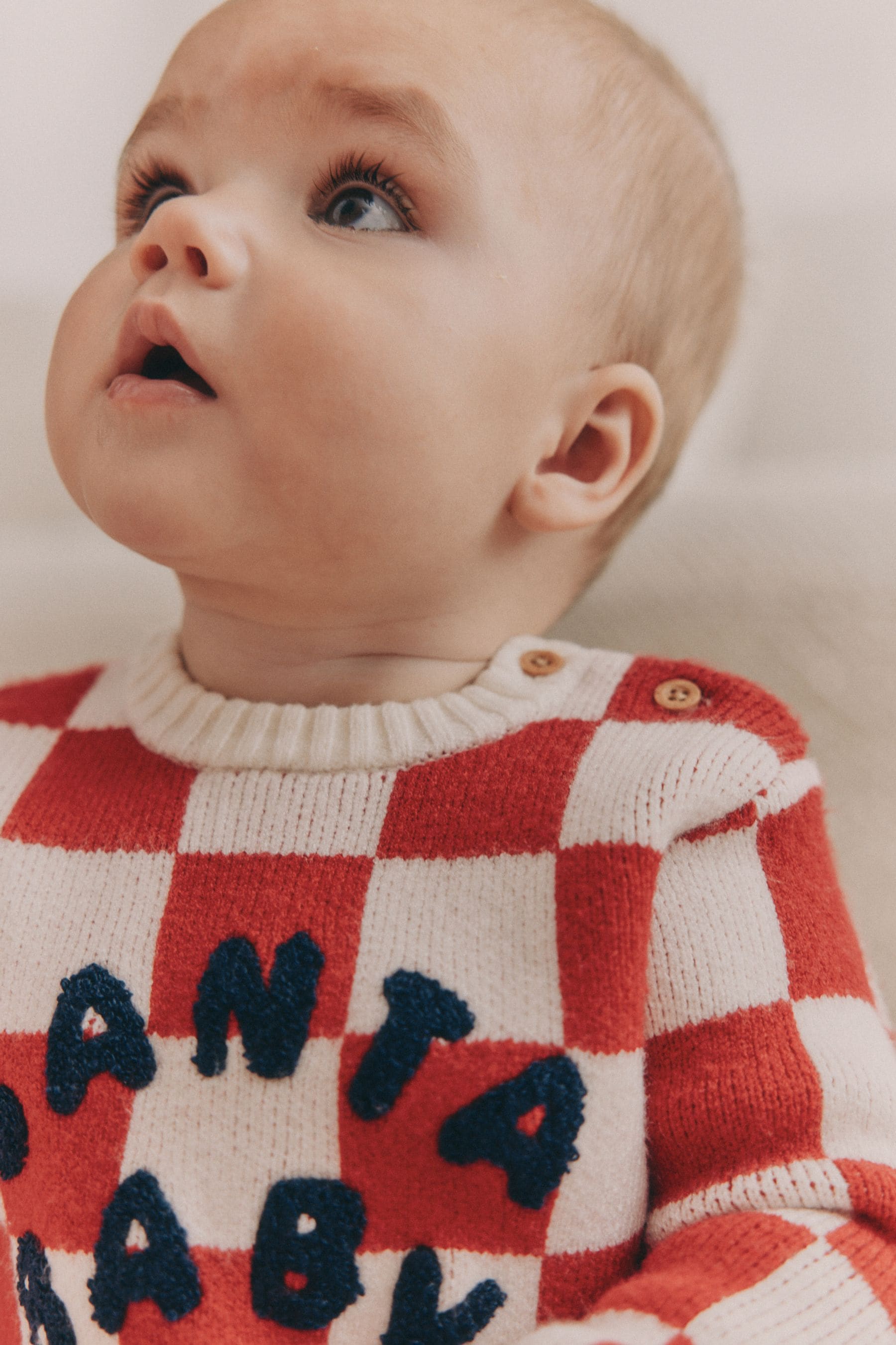 Red Checkerboard Christmas Baby Knitted Top and Leggings Set (0mths-2yrs)