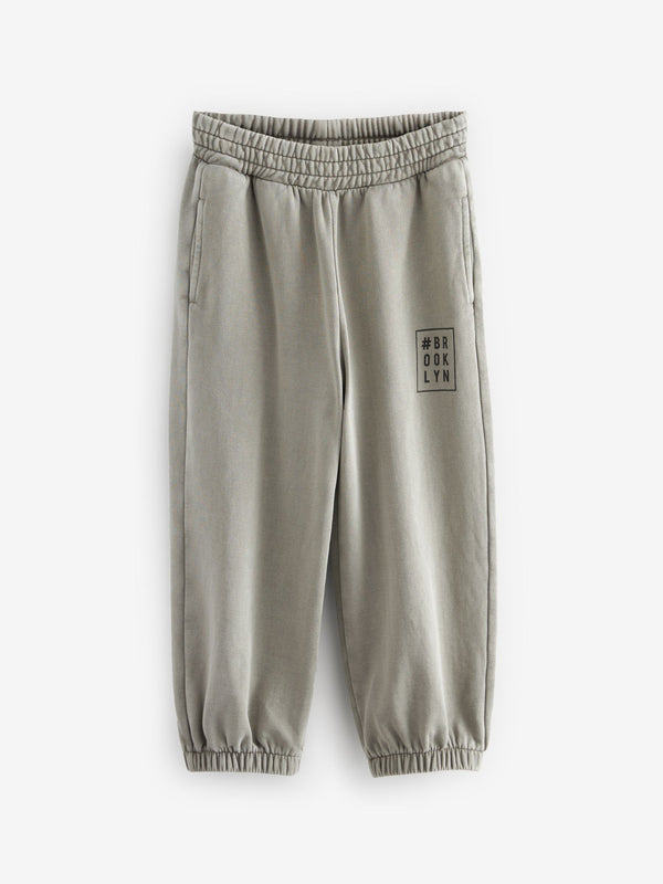 Grey Loose Fit 100% Cotton Garment Dyed Joggers (3-16yrs)