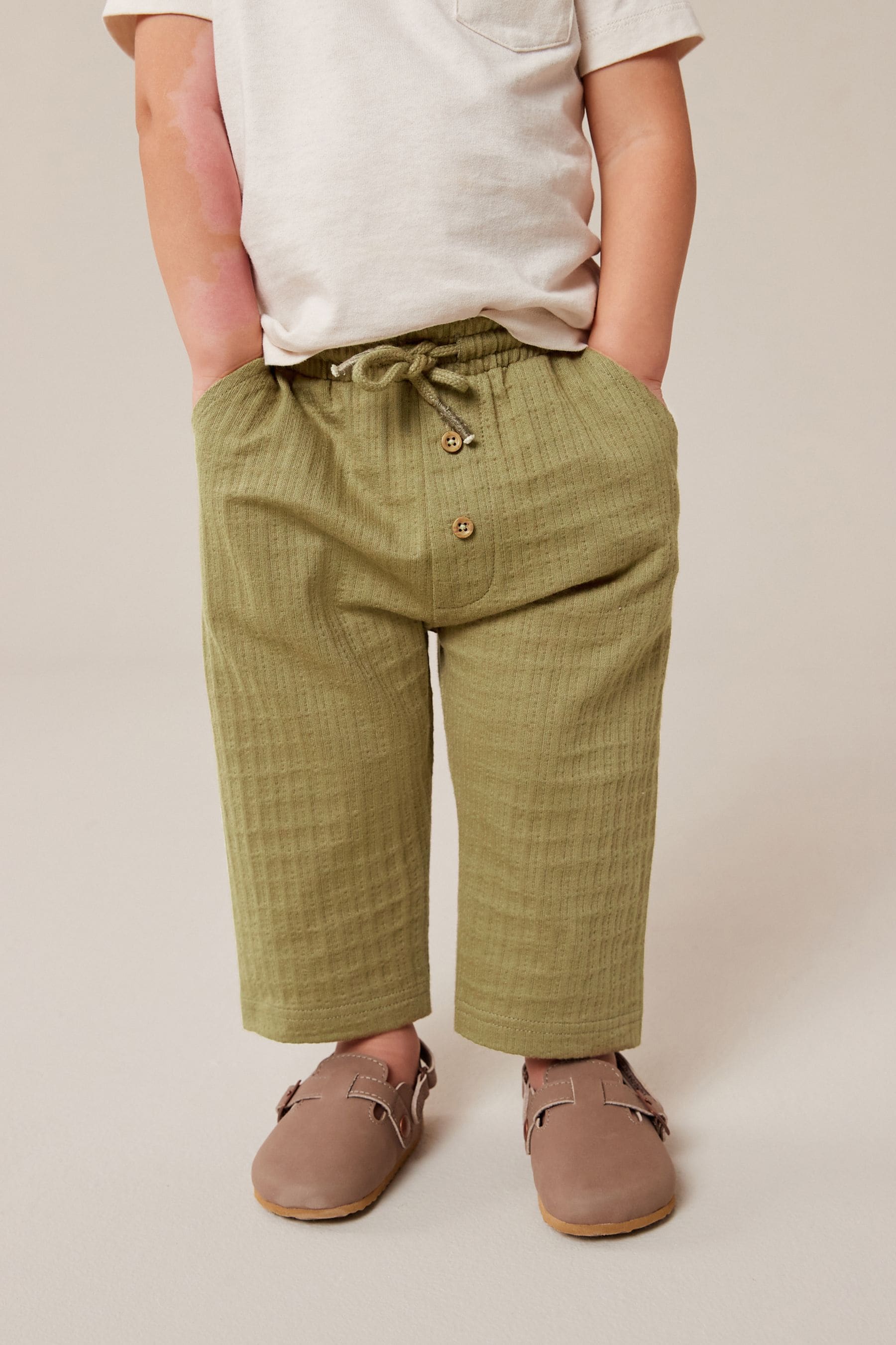 Sage Green Textured Jersey Joggers (3mths-7yrs)