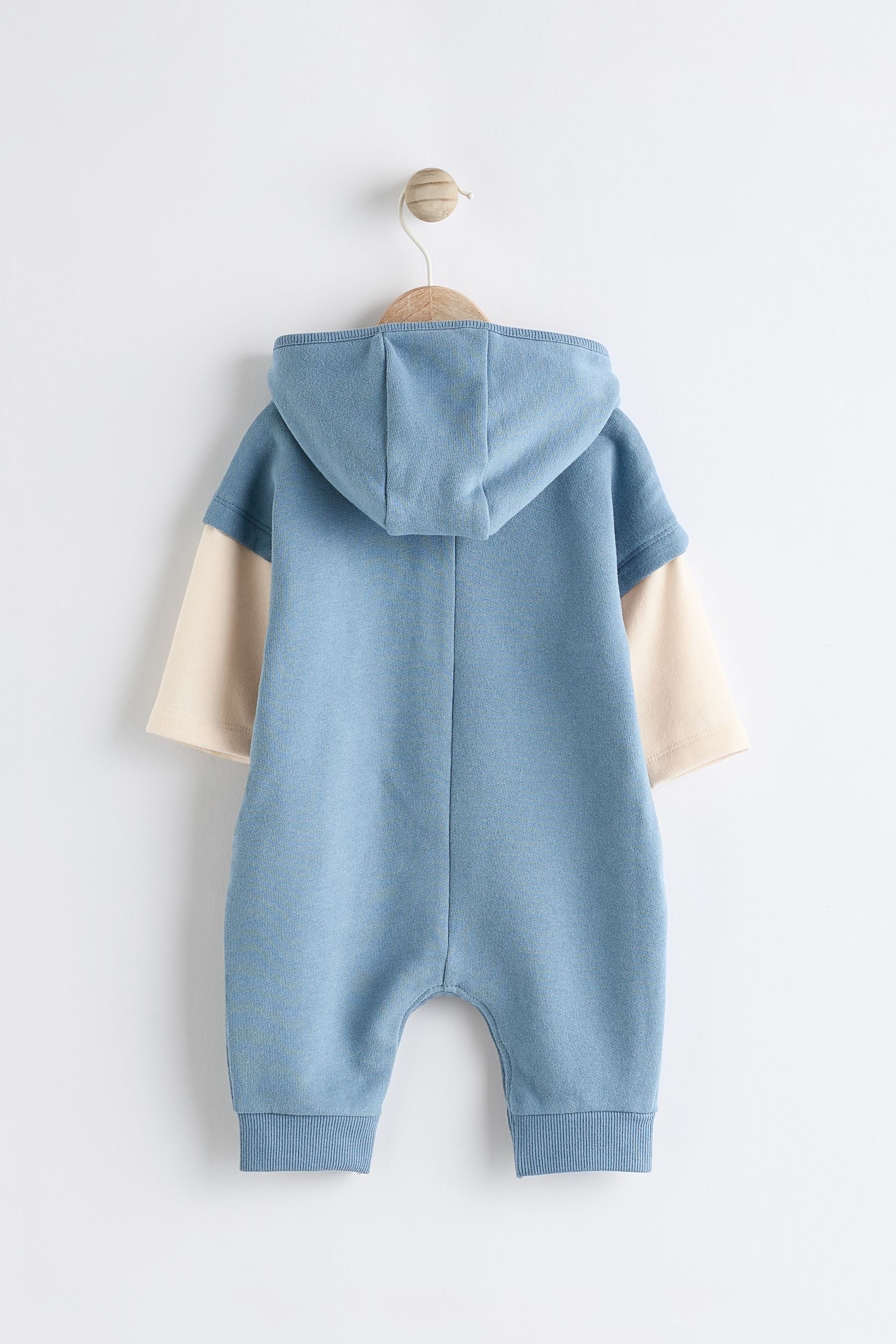 Blue Sweat Hooded Baby Romper