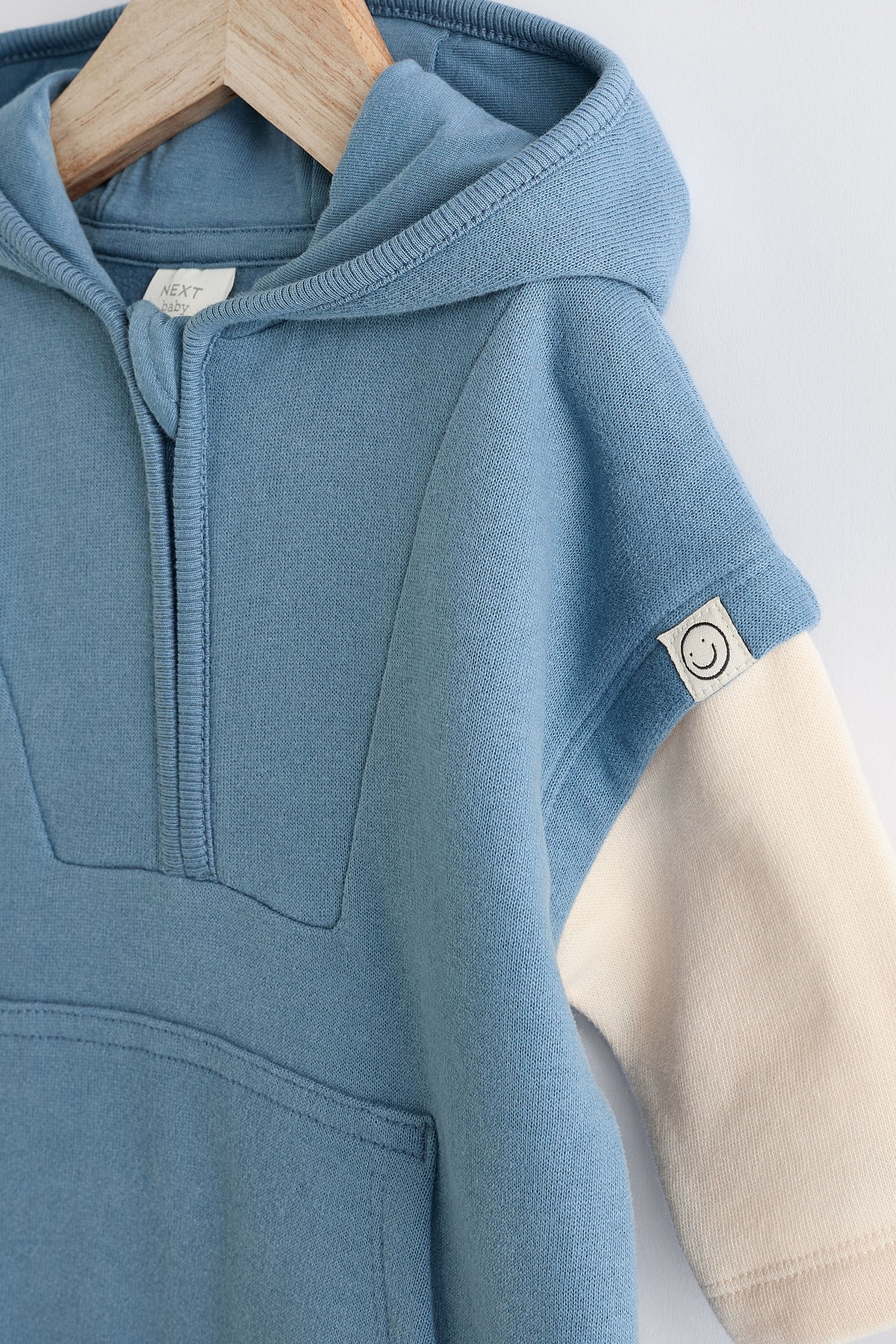 Blue Sweat Hooded Baby Romper