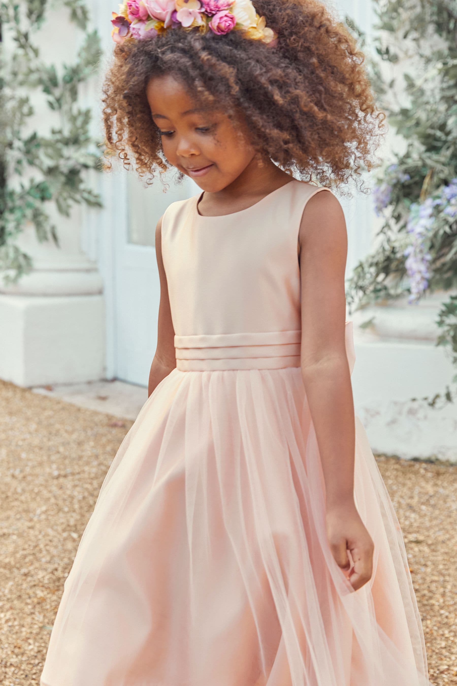 Pink Flower Girl Bow Dress (3mths-16yrs)