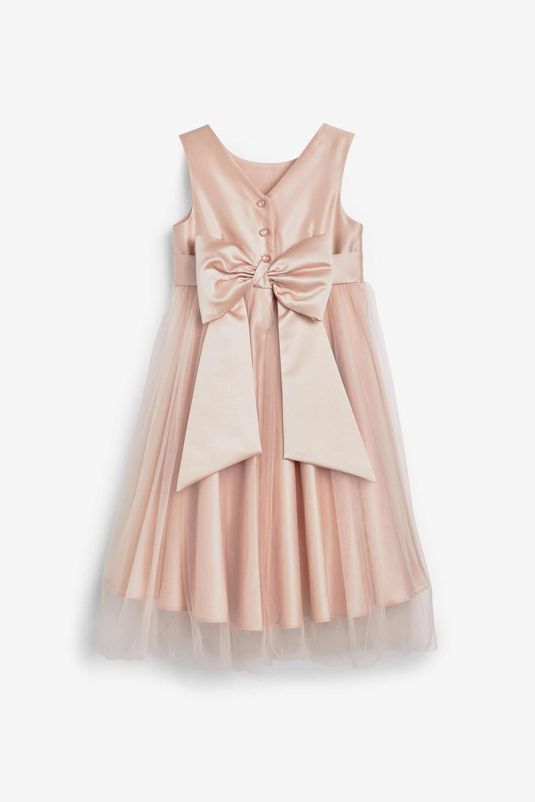 Pink Flower Girl Bow Dress (3mths-16yrs)