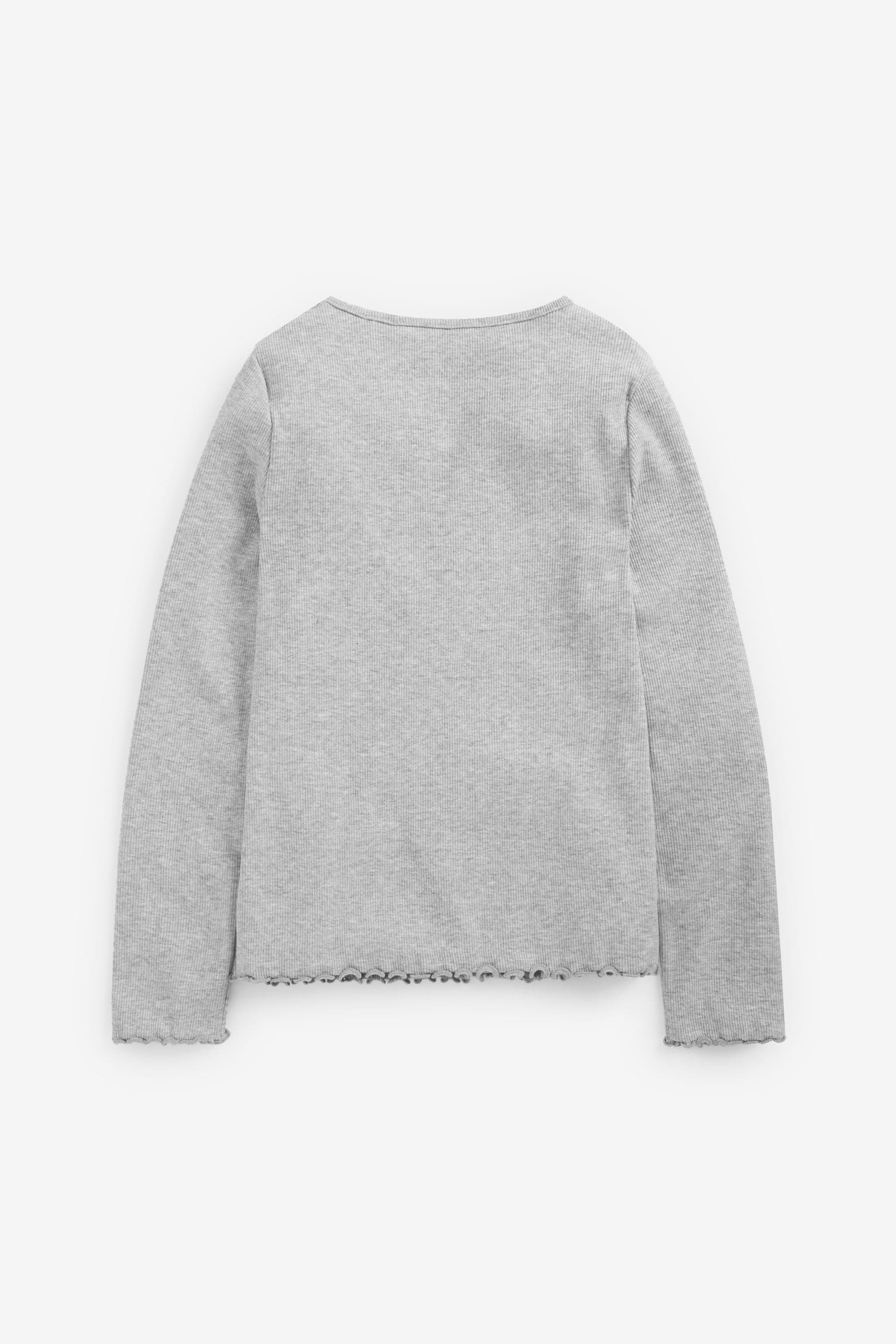 Grey T-Shirt Cotton Rich Long Sleeve Rib T-Shirt (3mths-7yrs)