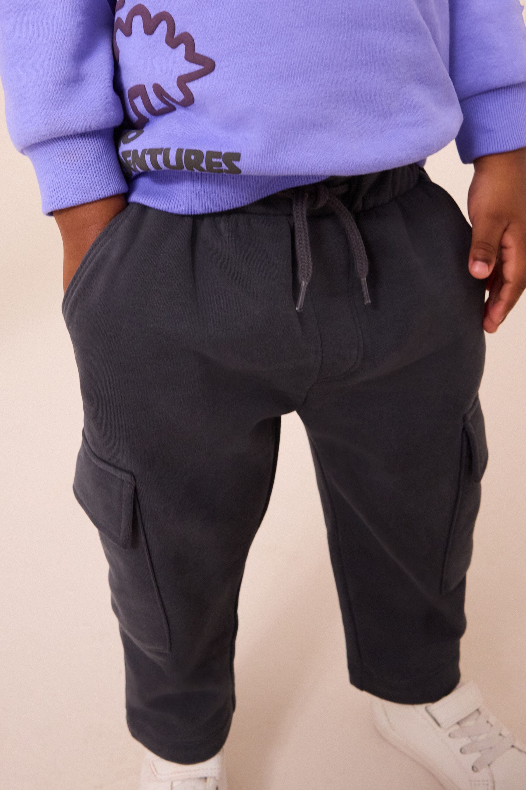 Lilac Purple Placement Print Utility Sweatshirt and Joggers Set (3mths-7yrs)