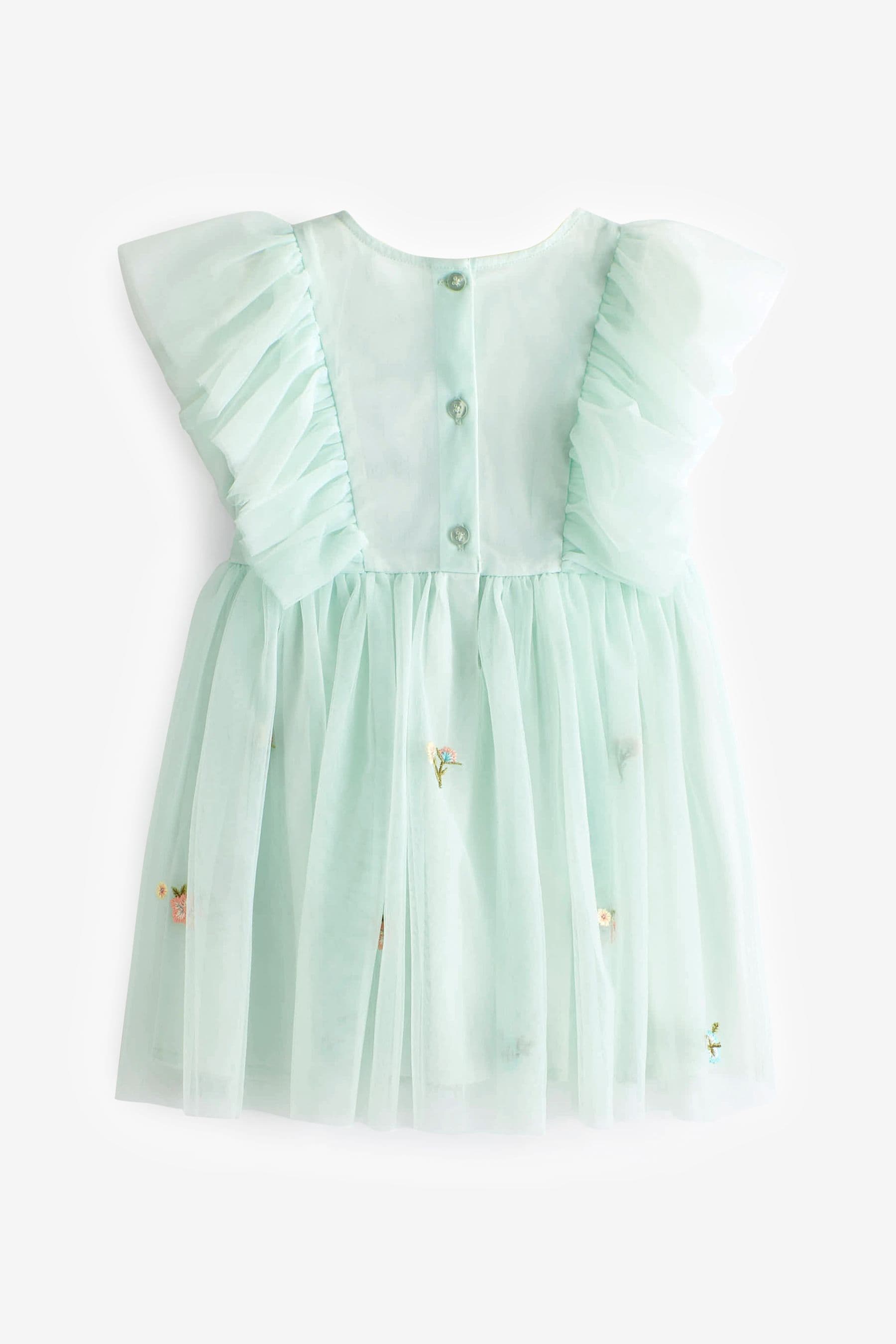 Pale Blue Embroidered Mesh Party Dress (3mths-10yrs)