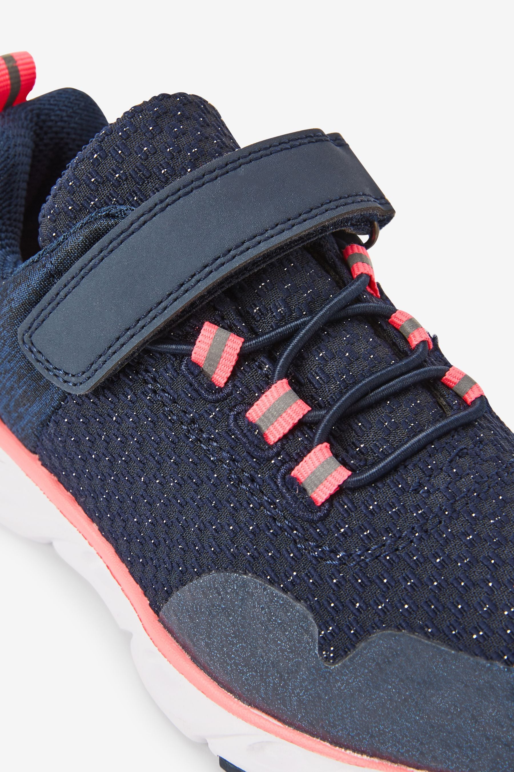 Navy Blue/Pink Elastic Lace-Up Runner Trainers