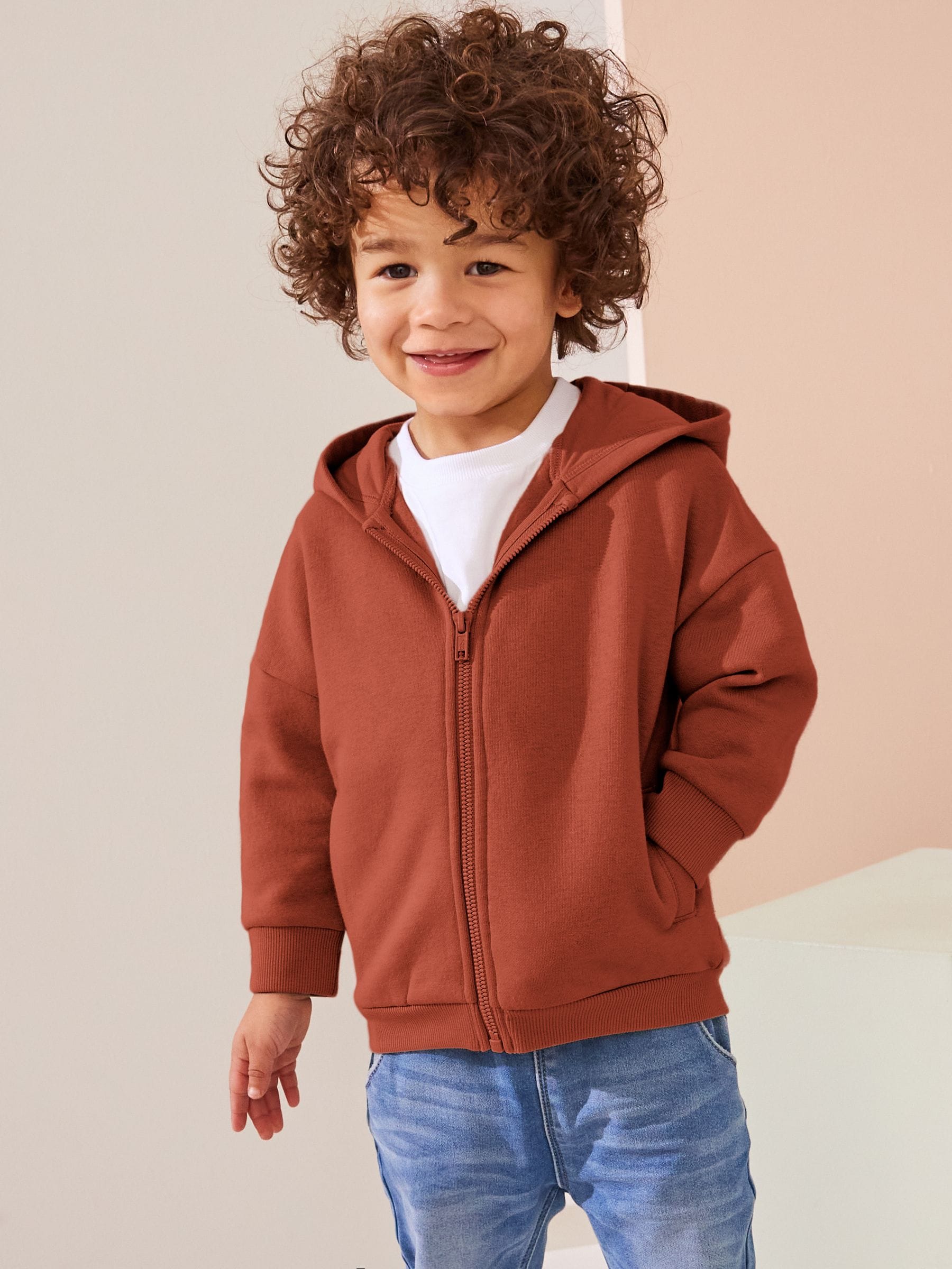 Rust Brown Zip Through Hoodie (3mths-7yrs)