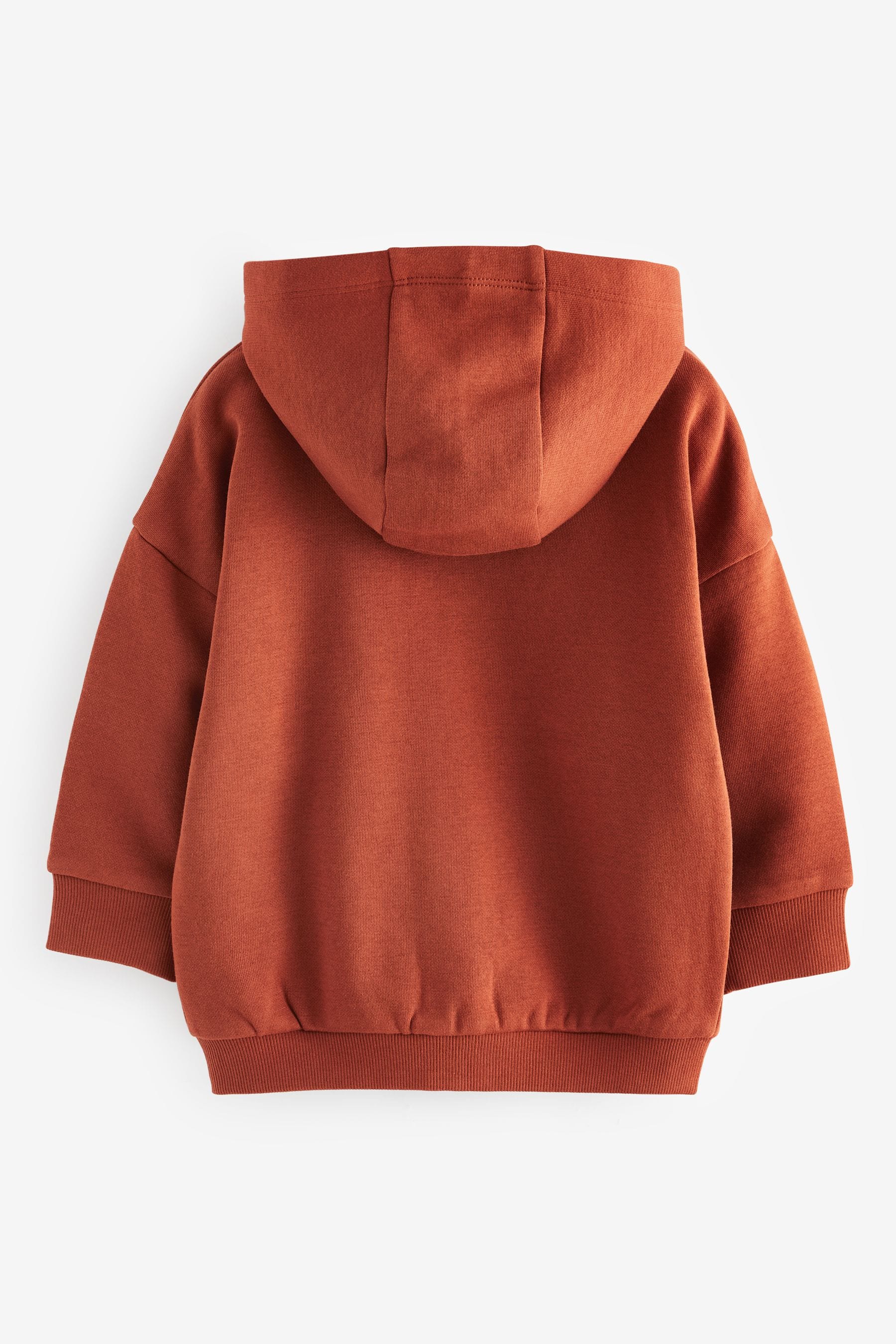 Rust Brown Zip Through Hoodie (3mths-7yrs)