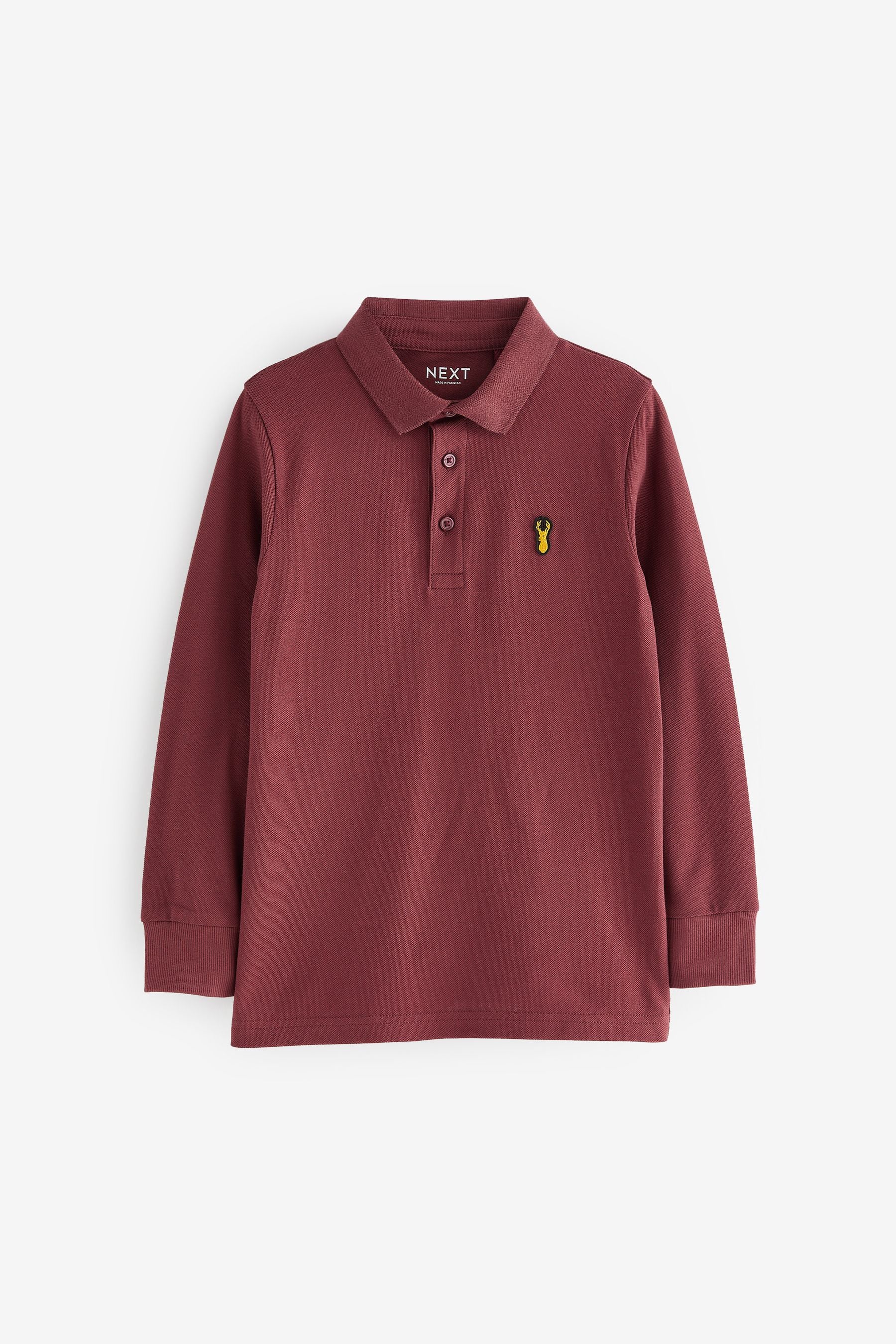 Berry Red Long Sleeve Polo Shirt (3-16yrs)