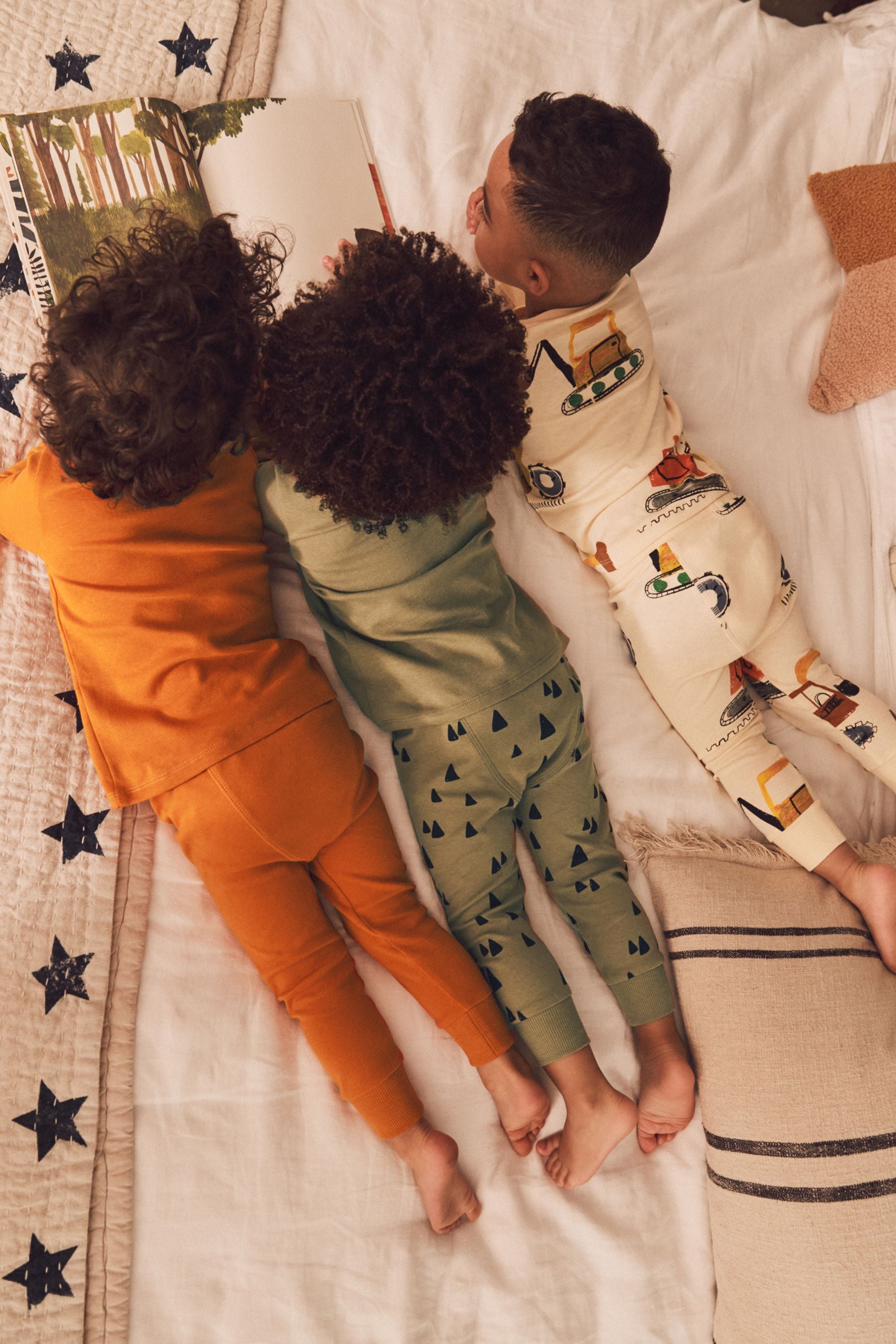 Khaki Green/ Orange Transport Snuggle Pyjamas 3 Pack (9mths-8yrs)