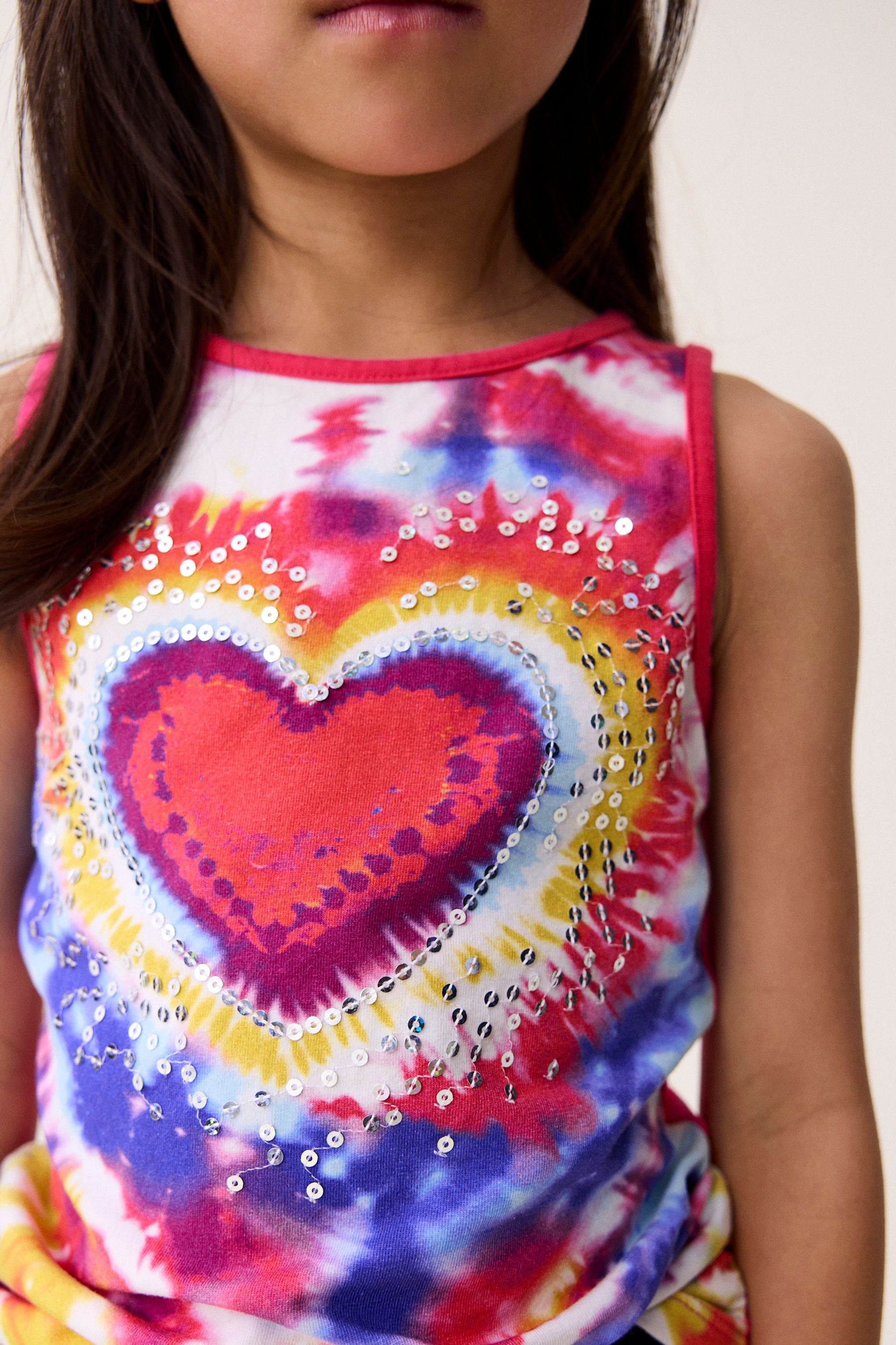 Pink/Blue Sequin Tie Dye Heart Vest (3-16yrs)