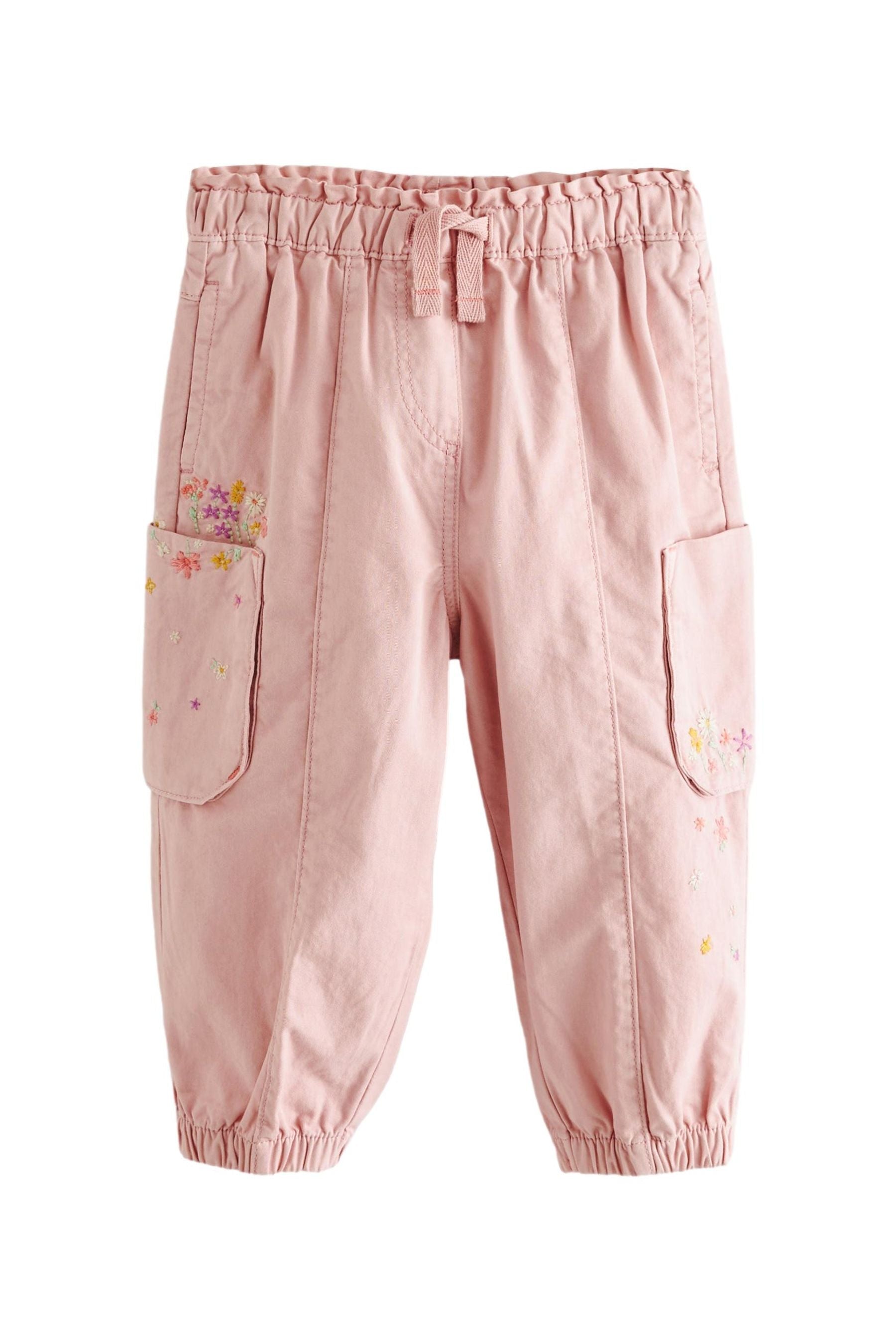 Pink Embroidered Cargo Trousers (3mths-7yrs)