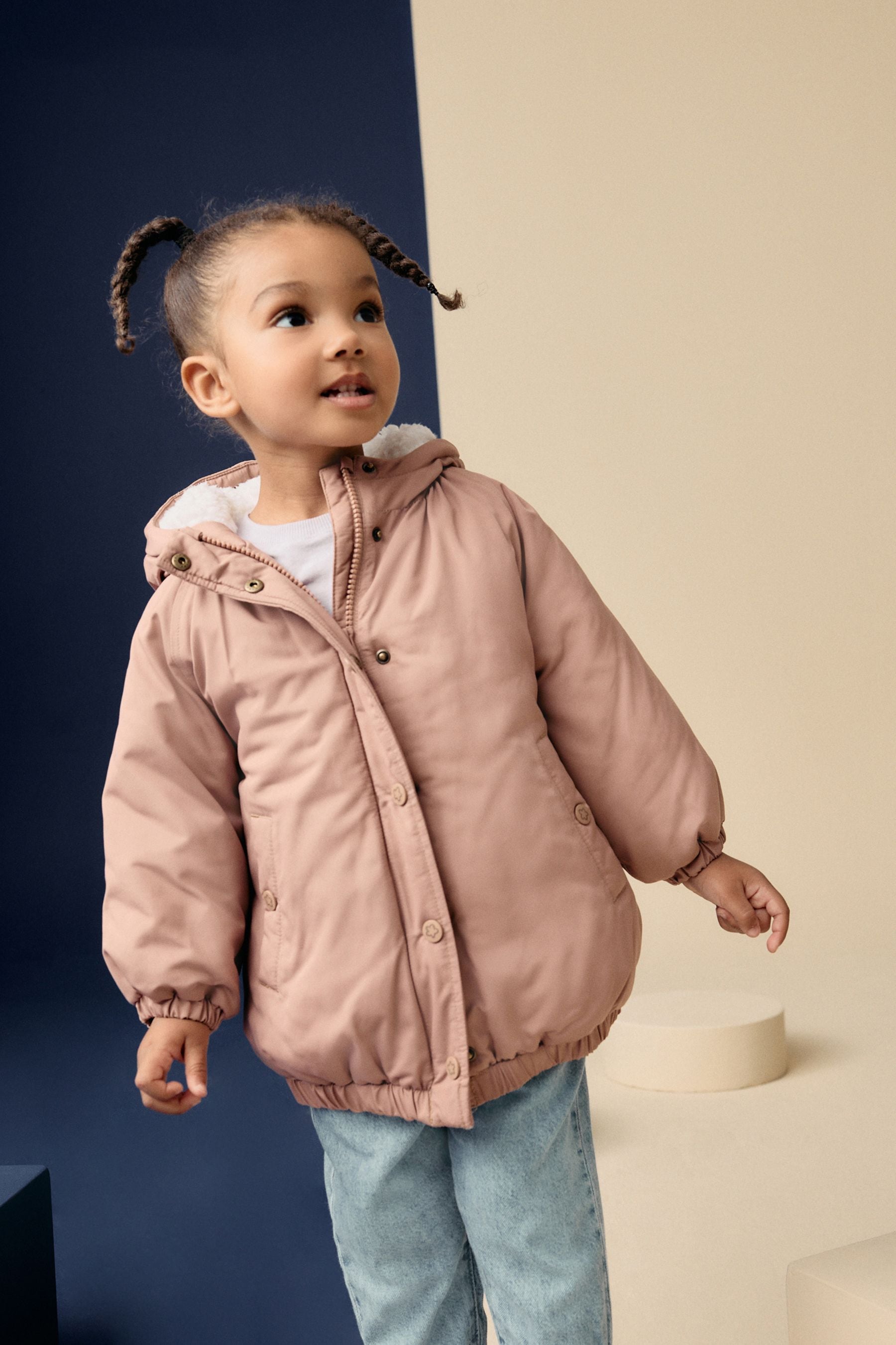 Peach Pink Shower Resistant Wadded Parka Coat (3mths-7yrs)