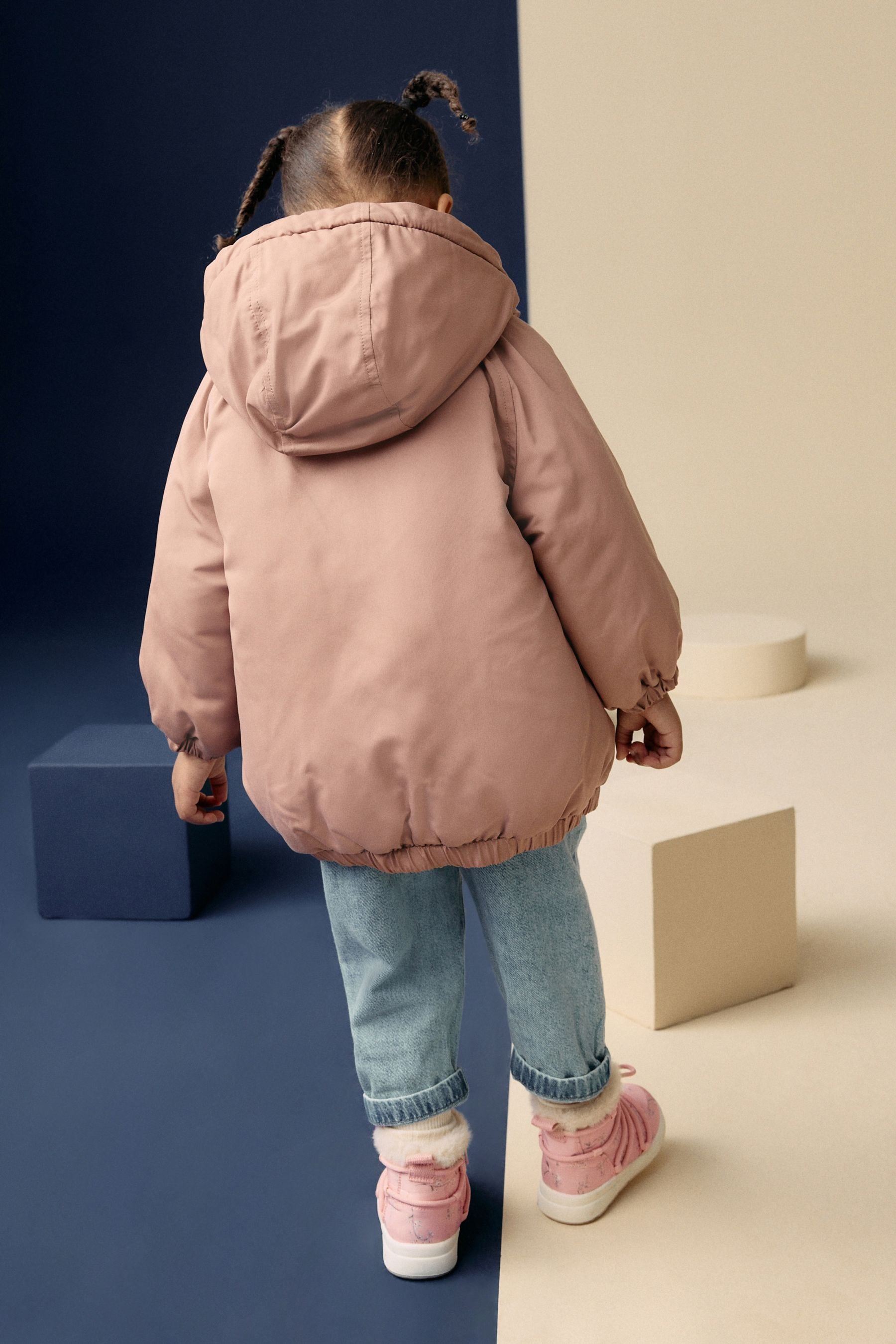 Peach Pink Shower Resistant Wadded Parka Coat (3mths-7yrs)