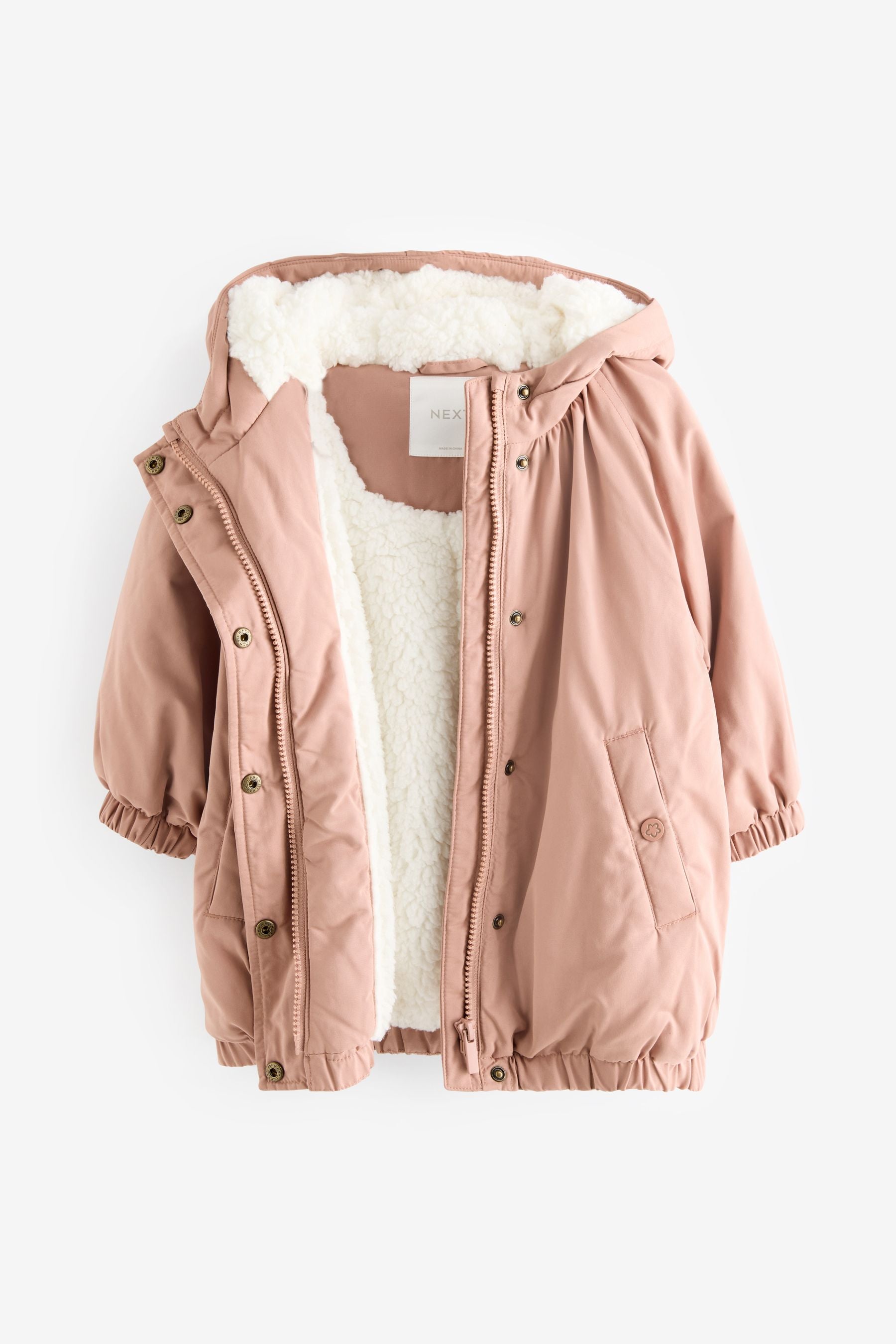 Peach Pink Shower Resistant Wadded Parka Coat (3mths-7yrs)