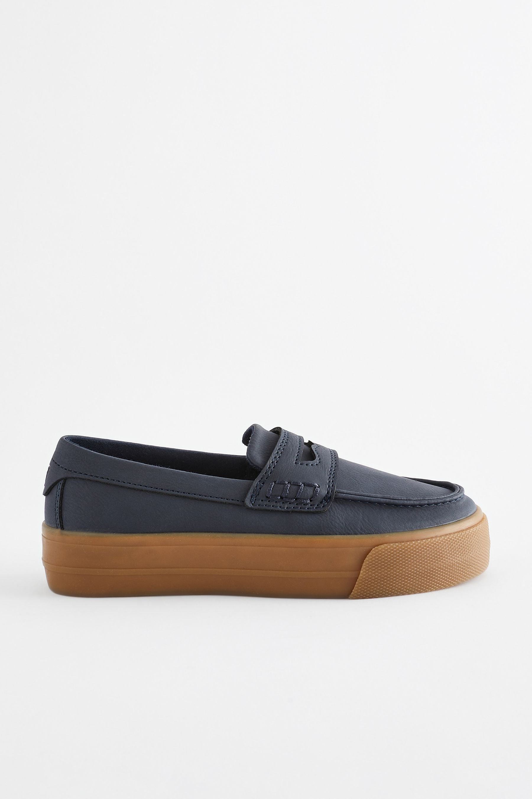 Navy Penny Loafers