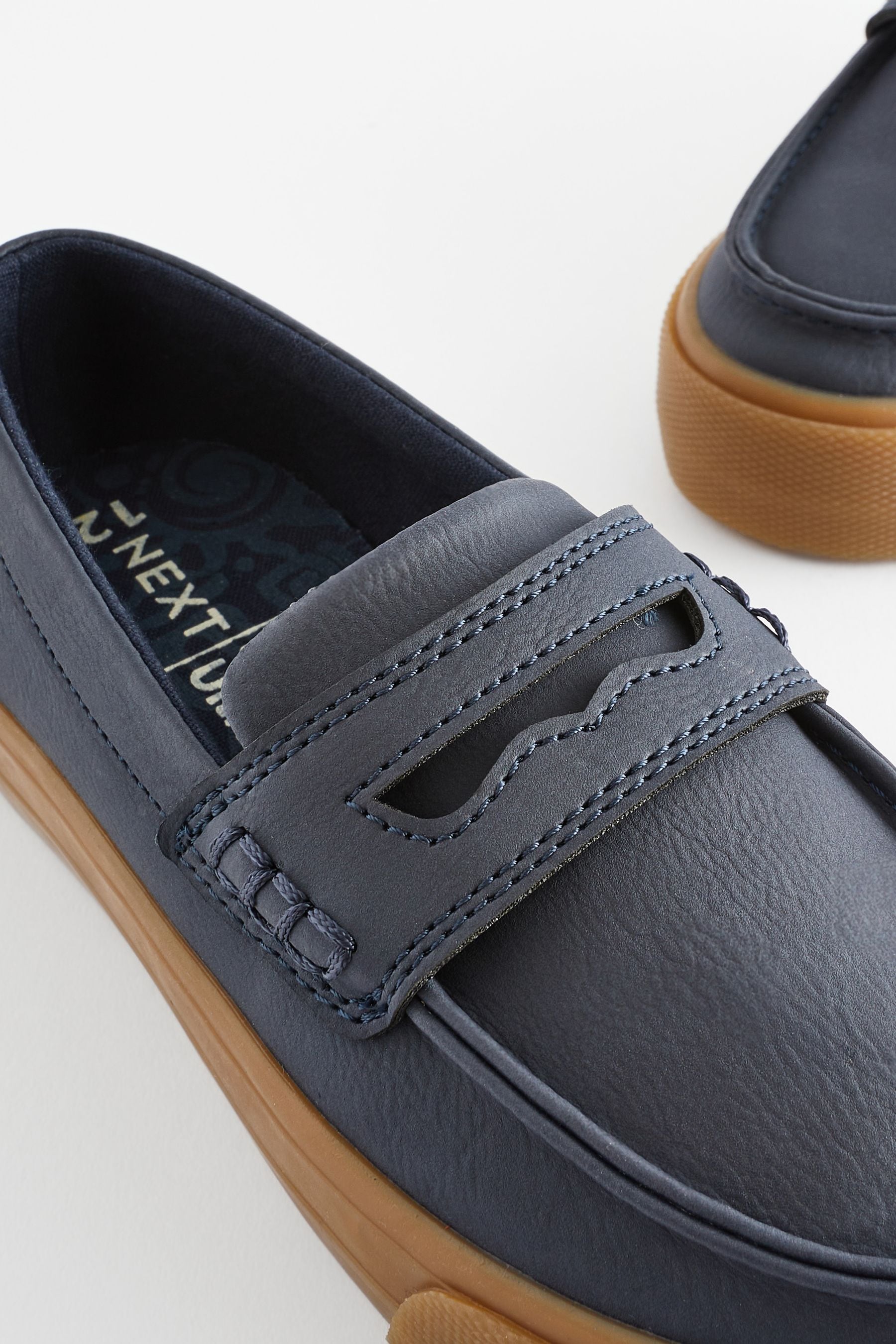 Navy Penny Loafers