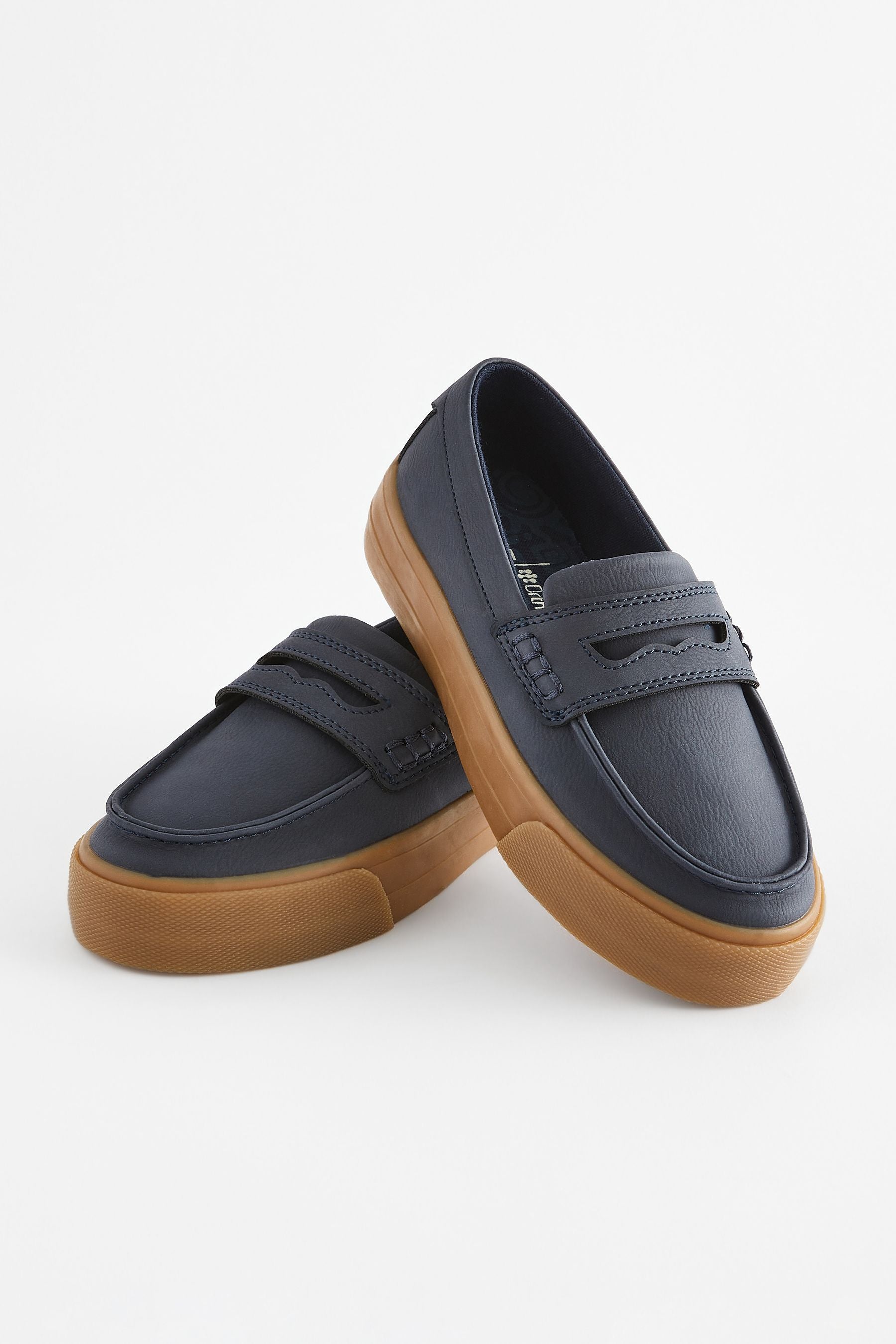 Navy Penny Loafers