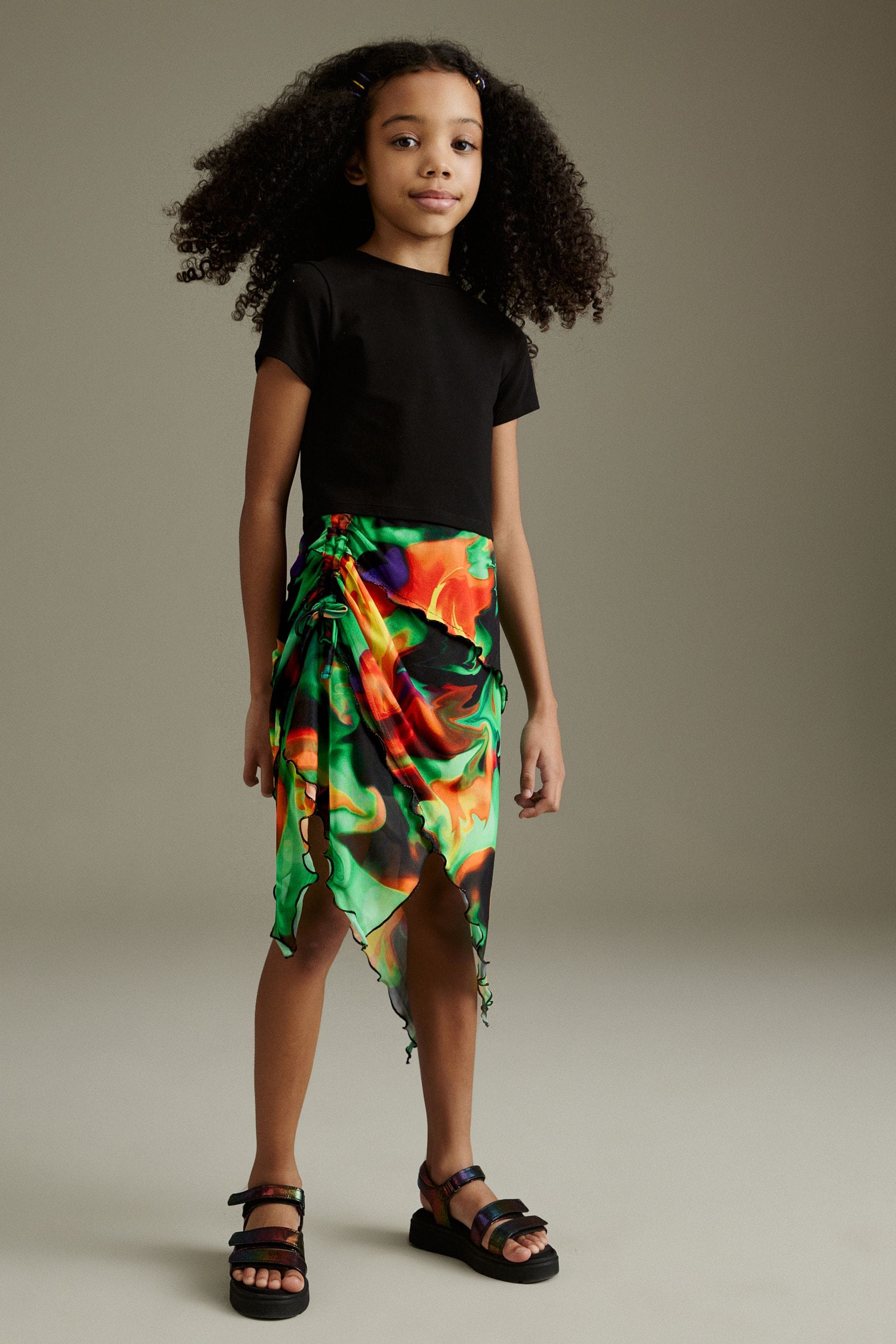 Multi Printed Asymmetric Skirt (3-16yrs)