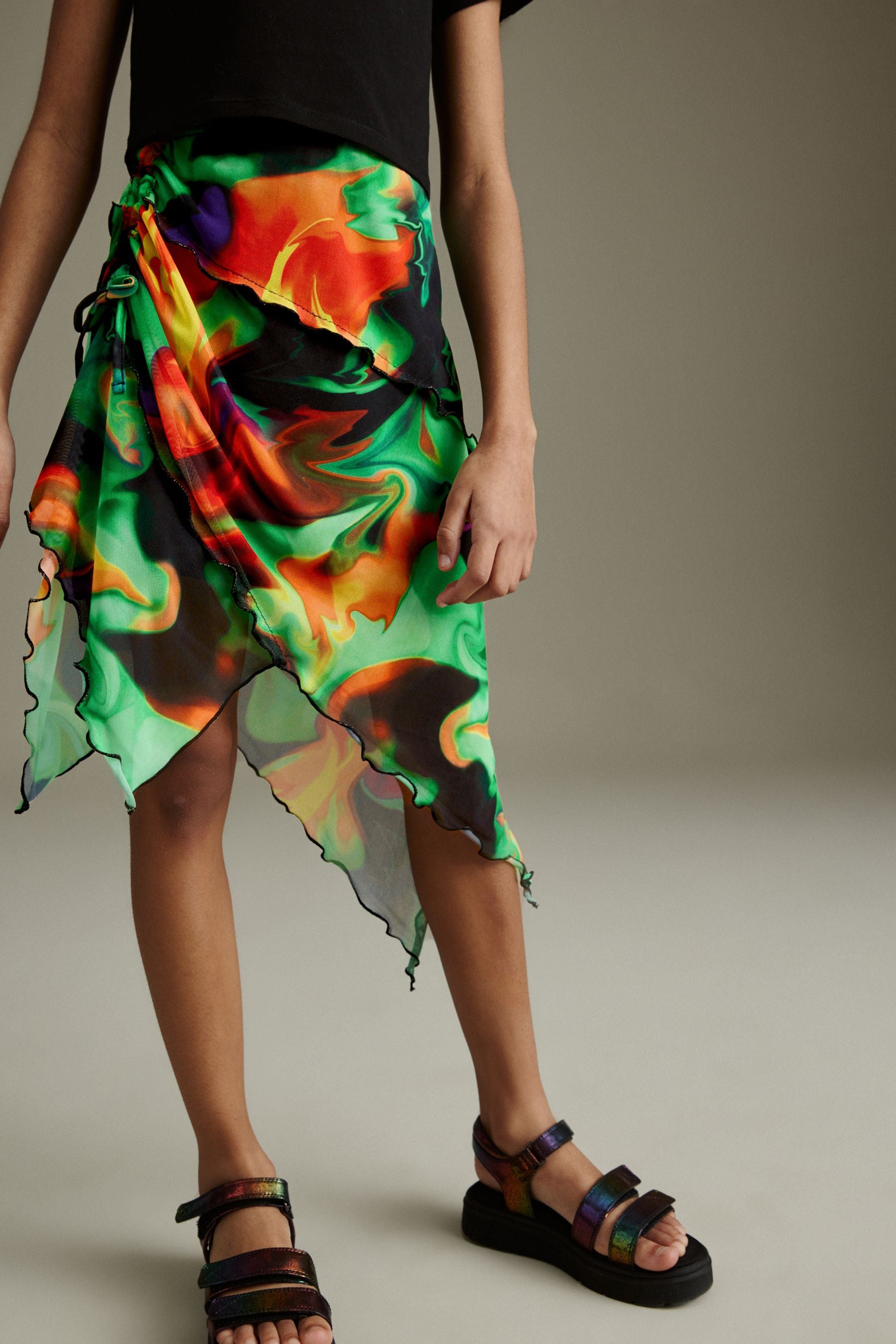 Multi Printed Asymmetric Skirt (3-16yrs)