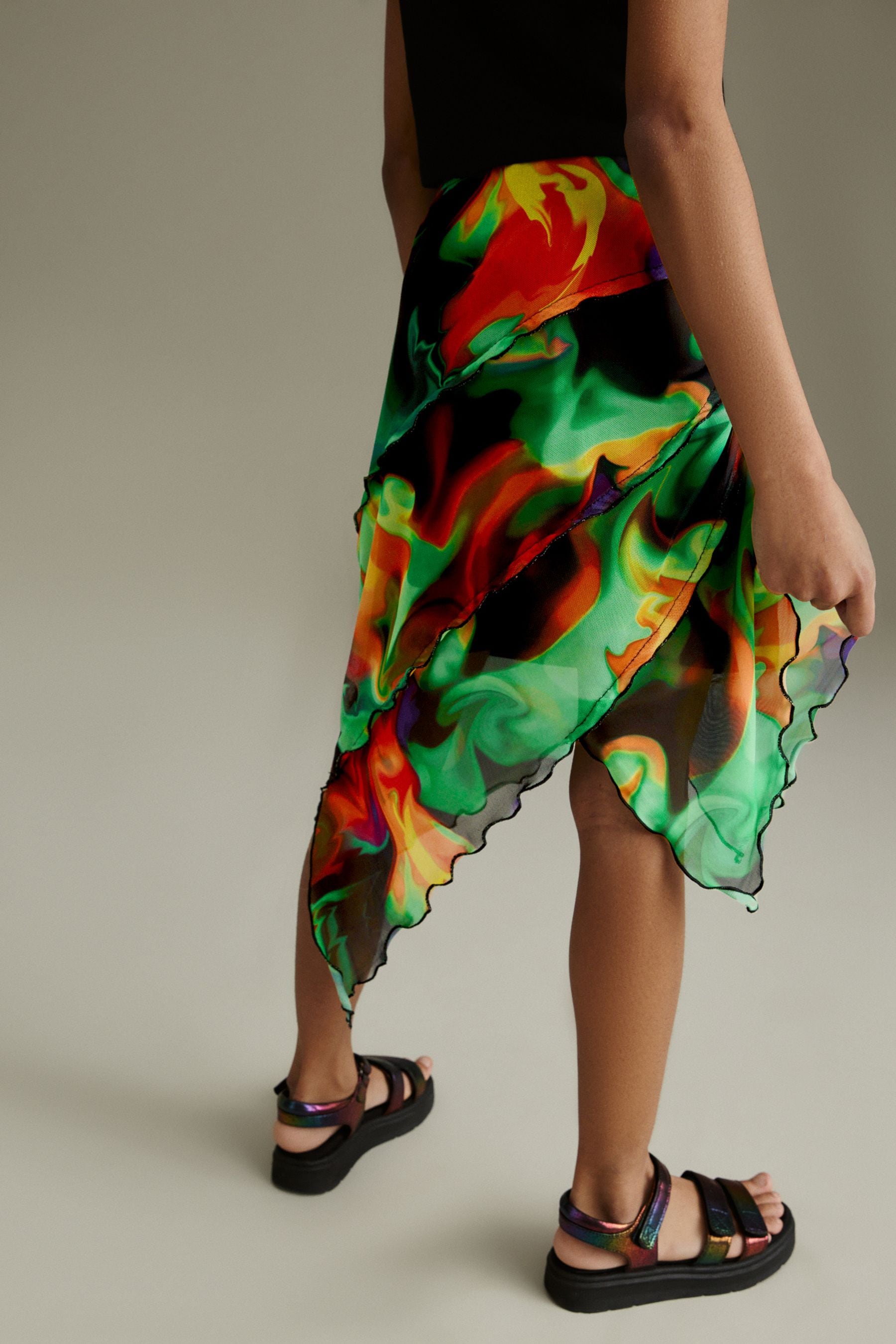 Multi Printed Asymmetric Skirt (3-16yrs)