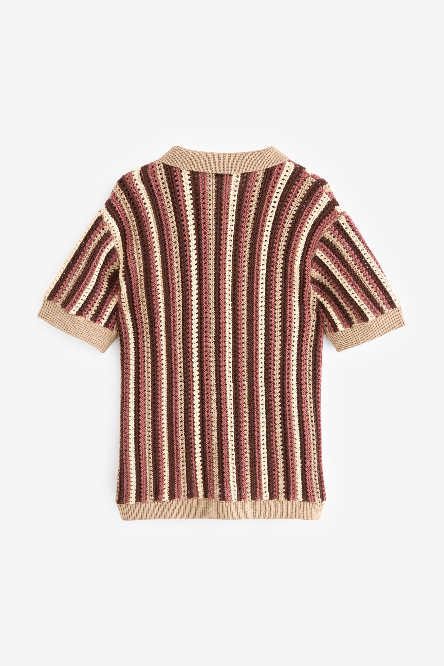 Rust Brown Short Sleeve Crochet Shirt (3-16yrs)