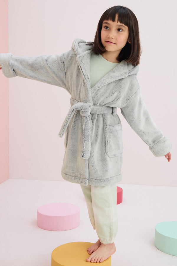 Grey Soft Touch Fleece Dressing Gown (9mths-16yrs)