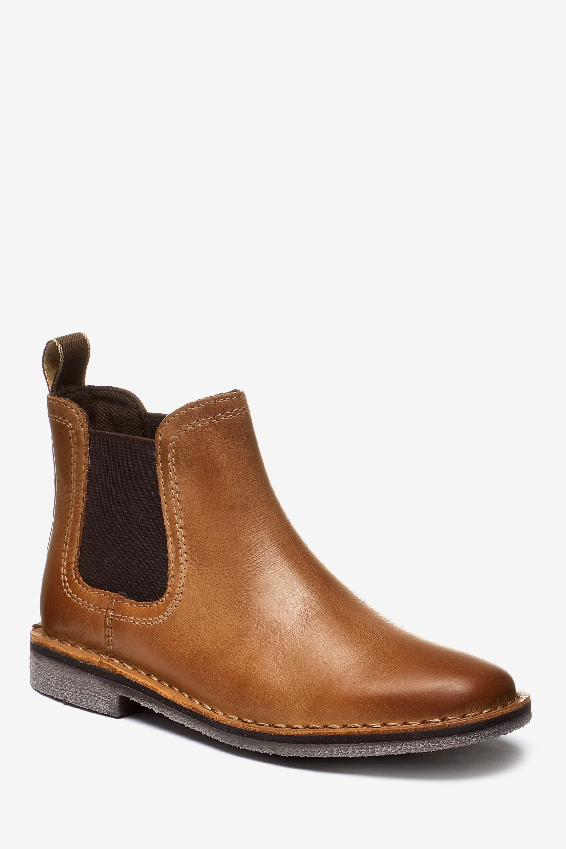 Tan Brown Standard Fit (F) Leather Chelsea Boots