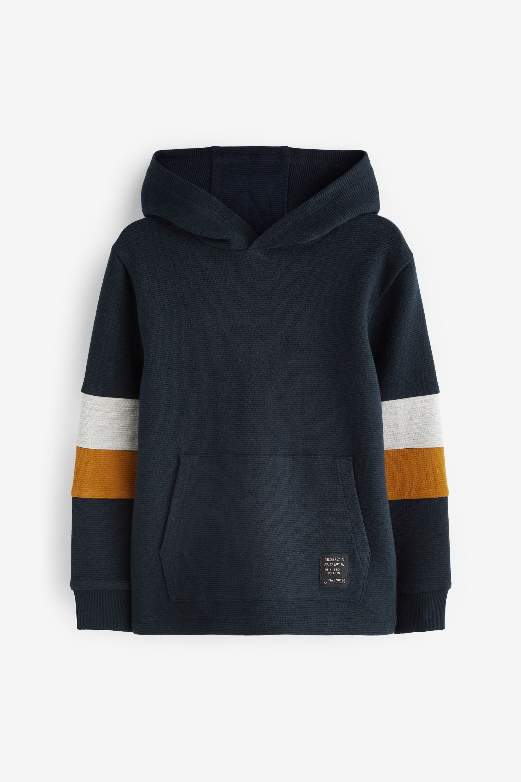 Navy Blue Textured Hoodie (3-16yrs)