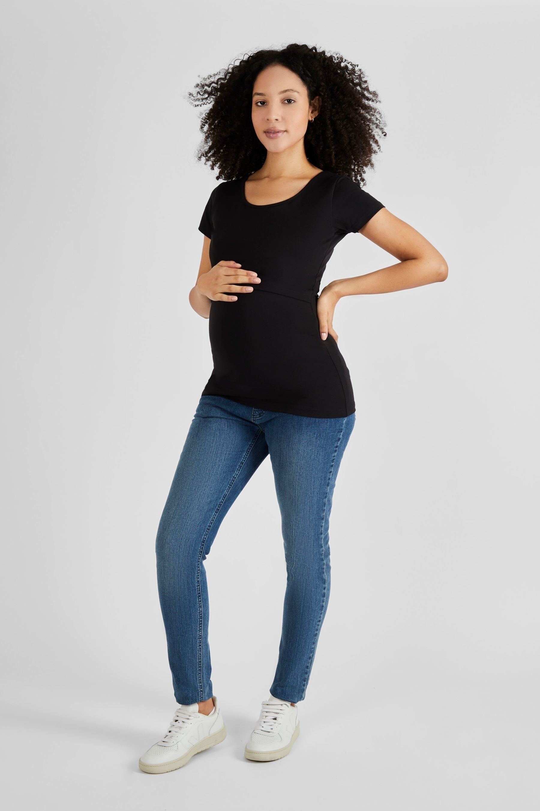 Black JoJo Maman Bébé Maternity & Nursing T-Shirt