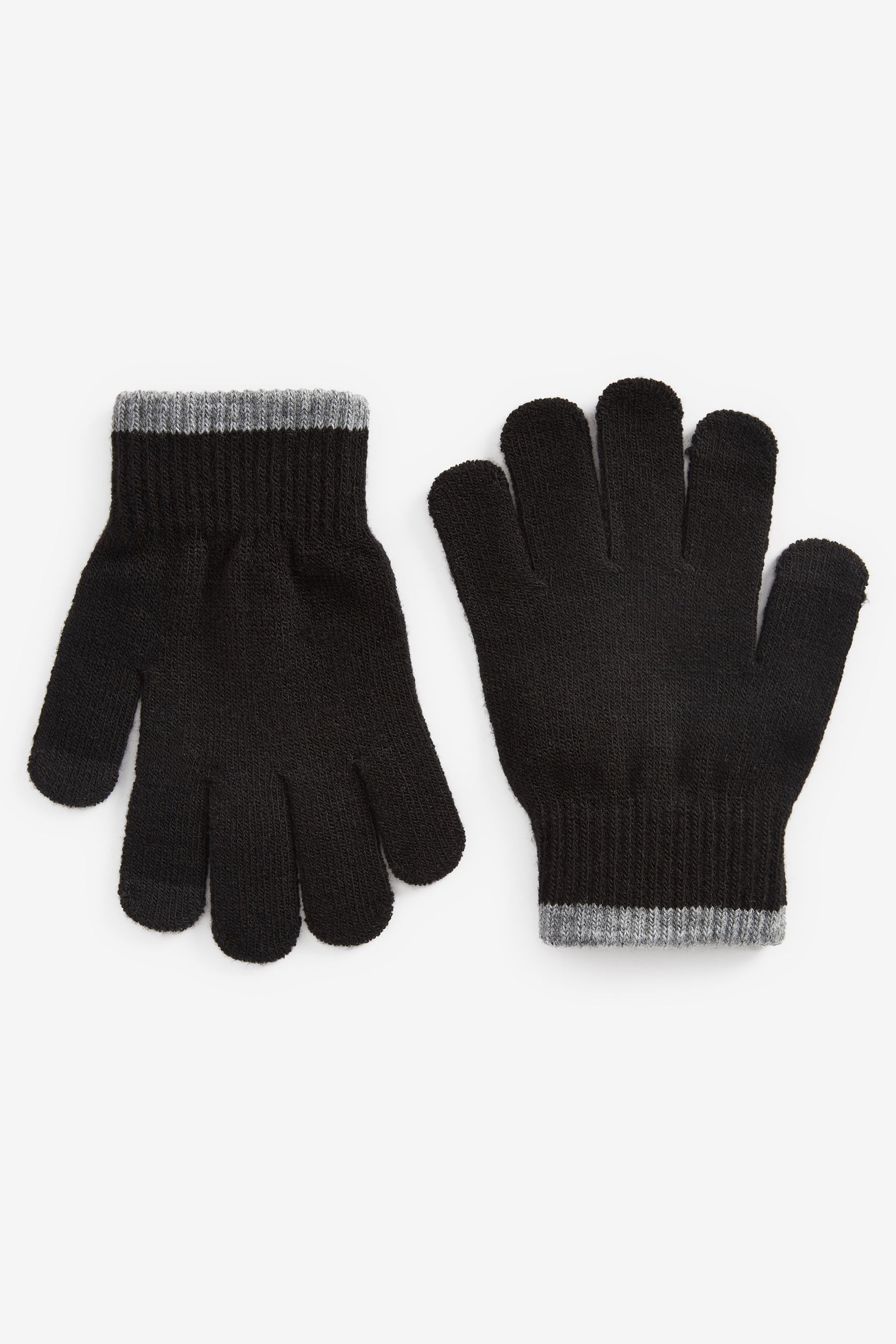 Black 3 Pack Touch Tip Magic Gloves (3-16yrs)