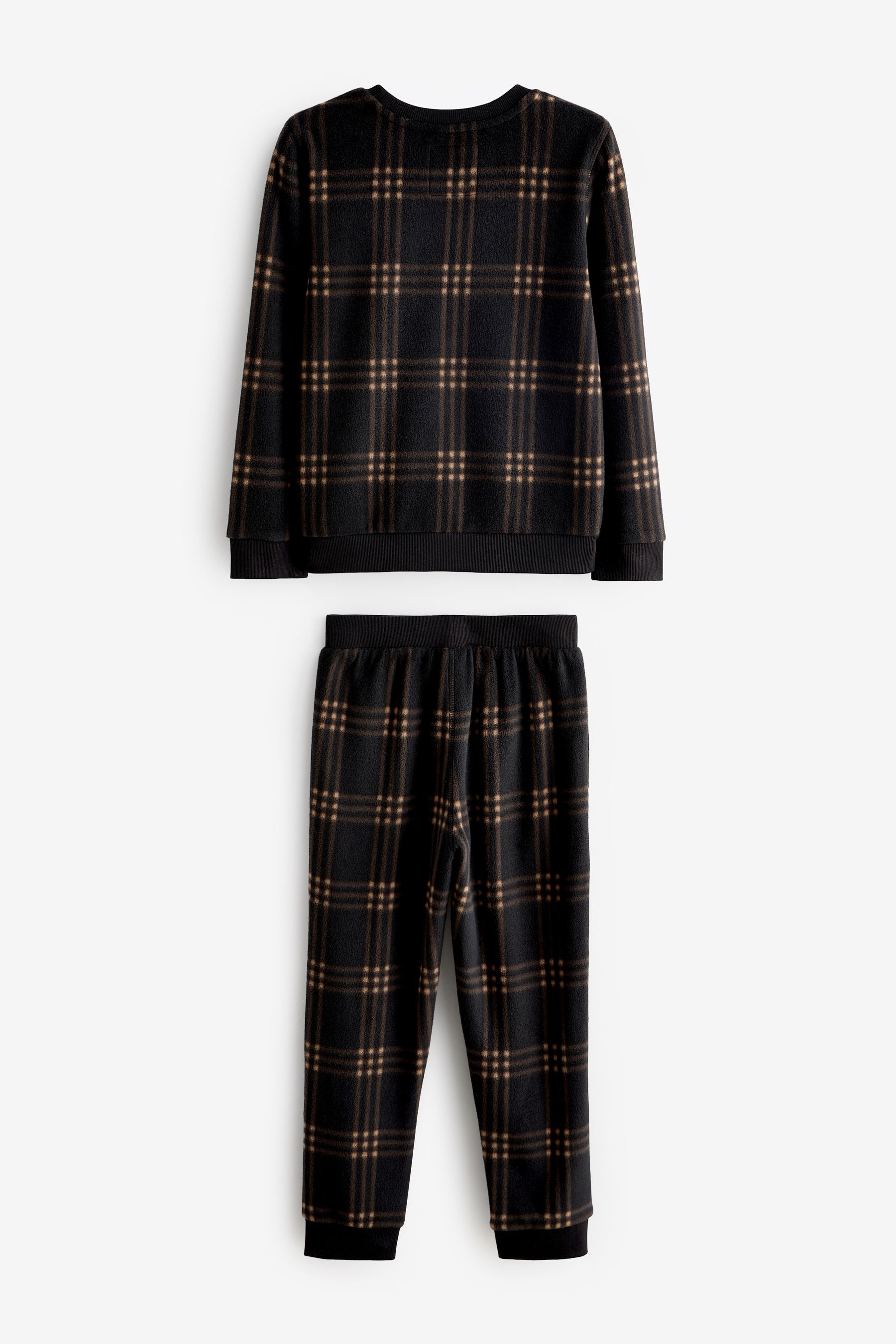 Monochrome Check Soft Touch Fleece with Elastane Pyjamas (3-16yrs)