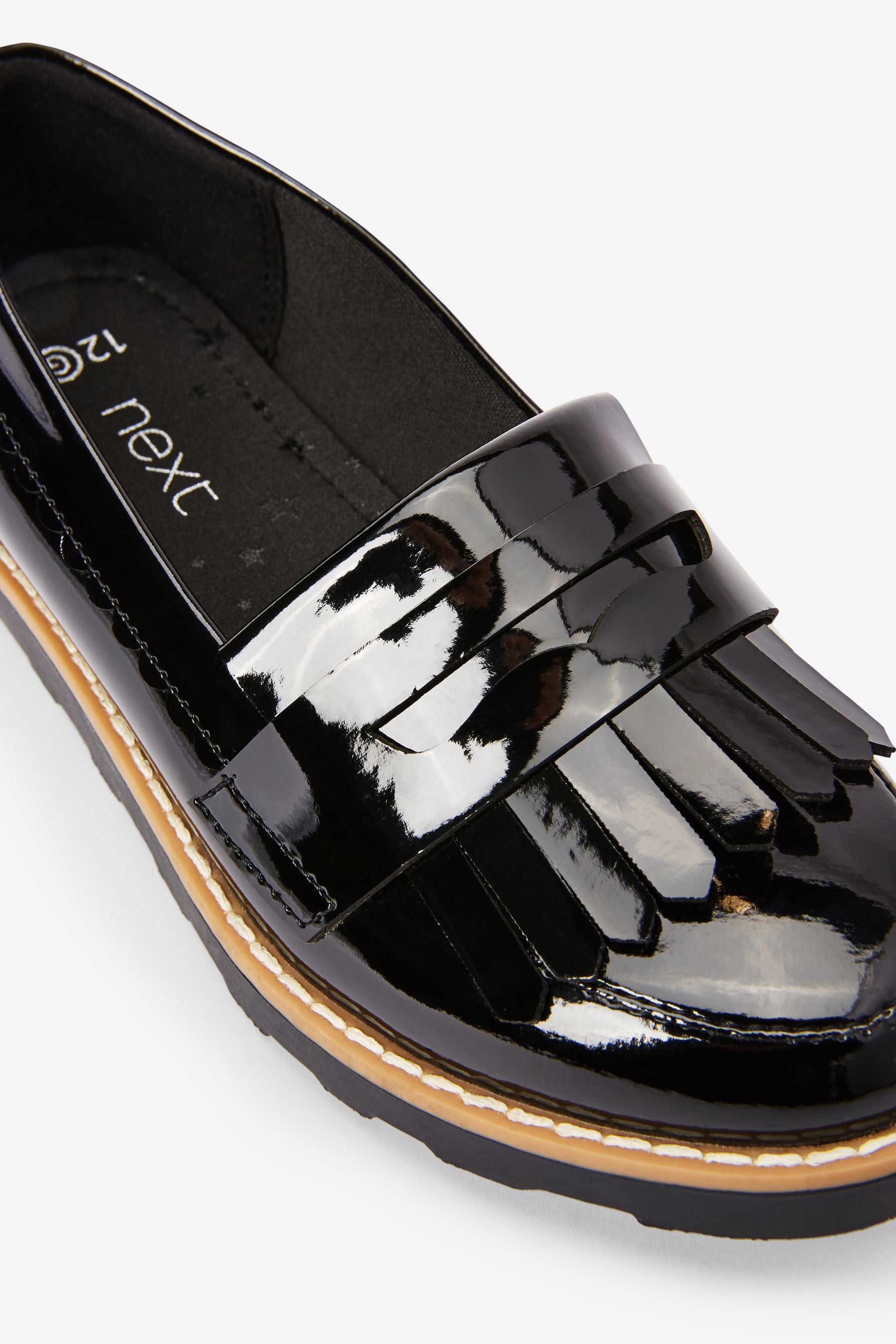 Black Patent Wide Fit (G) School Tassel Loafers