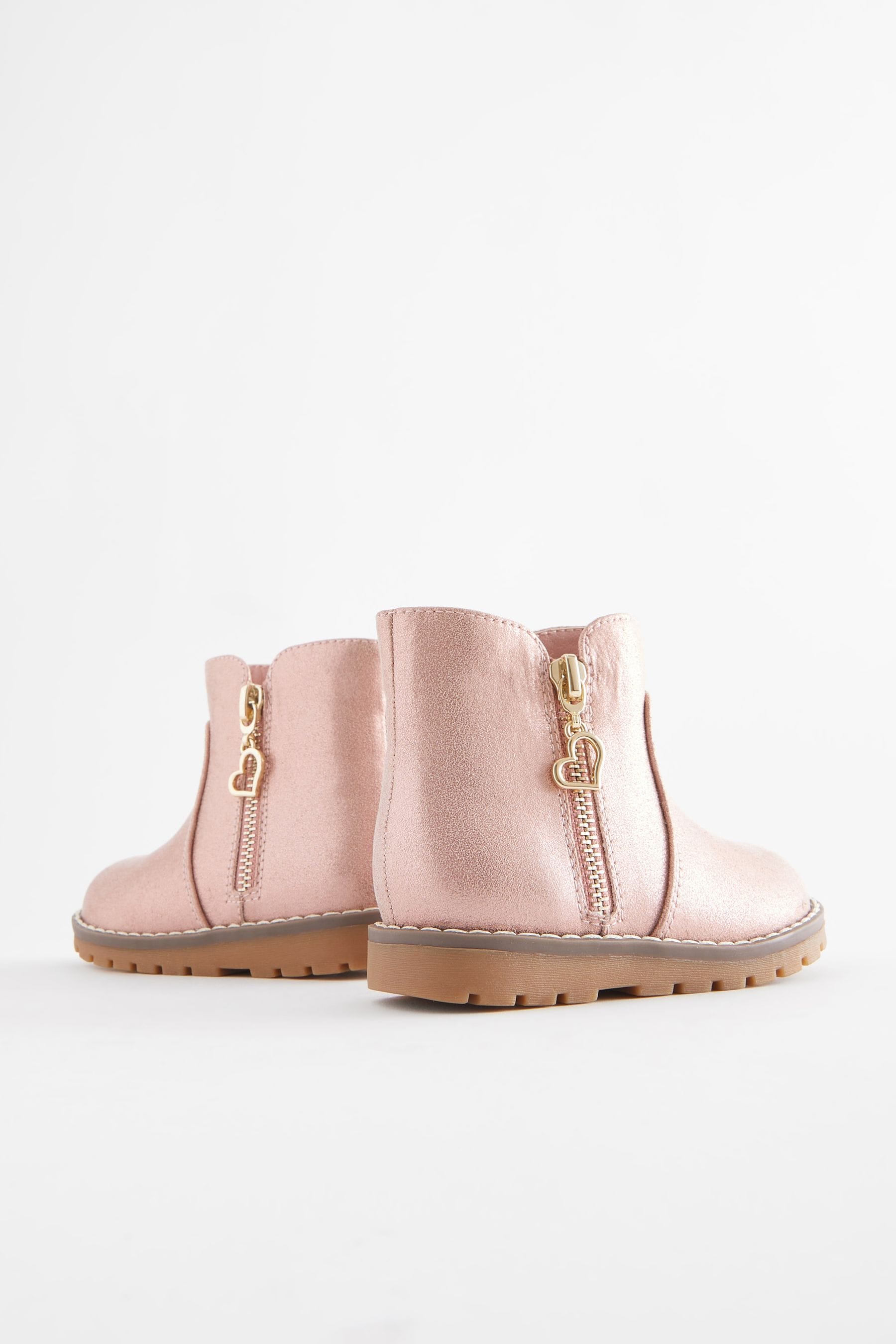 Pink Shimmer Wide Fit (G) Chelsea Zip Ankle Boots