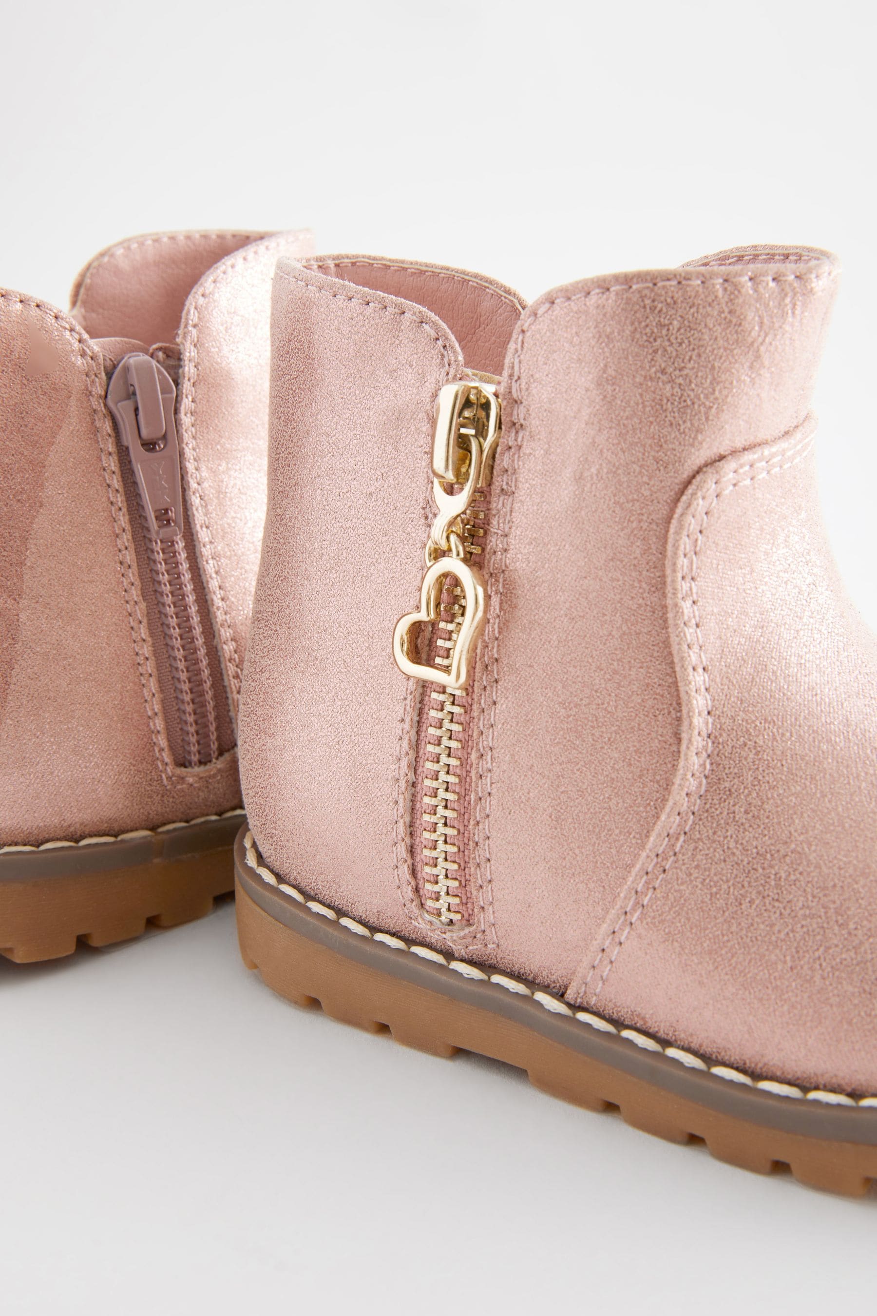 Pink Shimmer Wide Fit (G) Chelsea Zip Ankle Boots