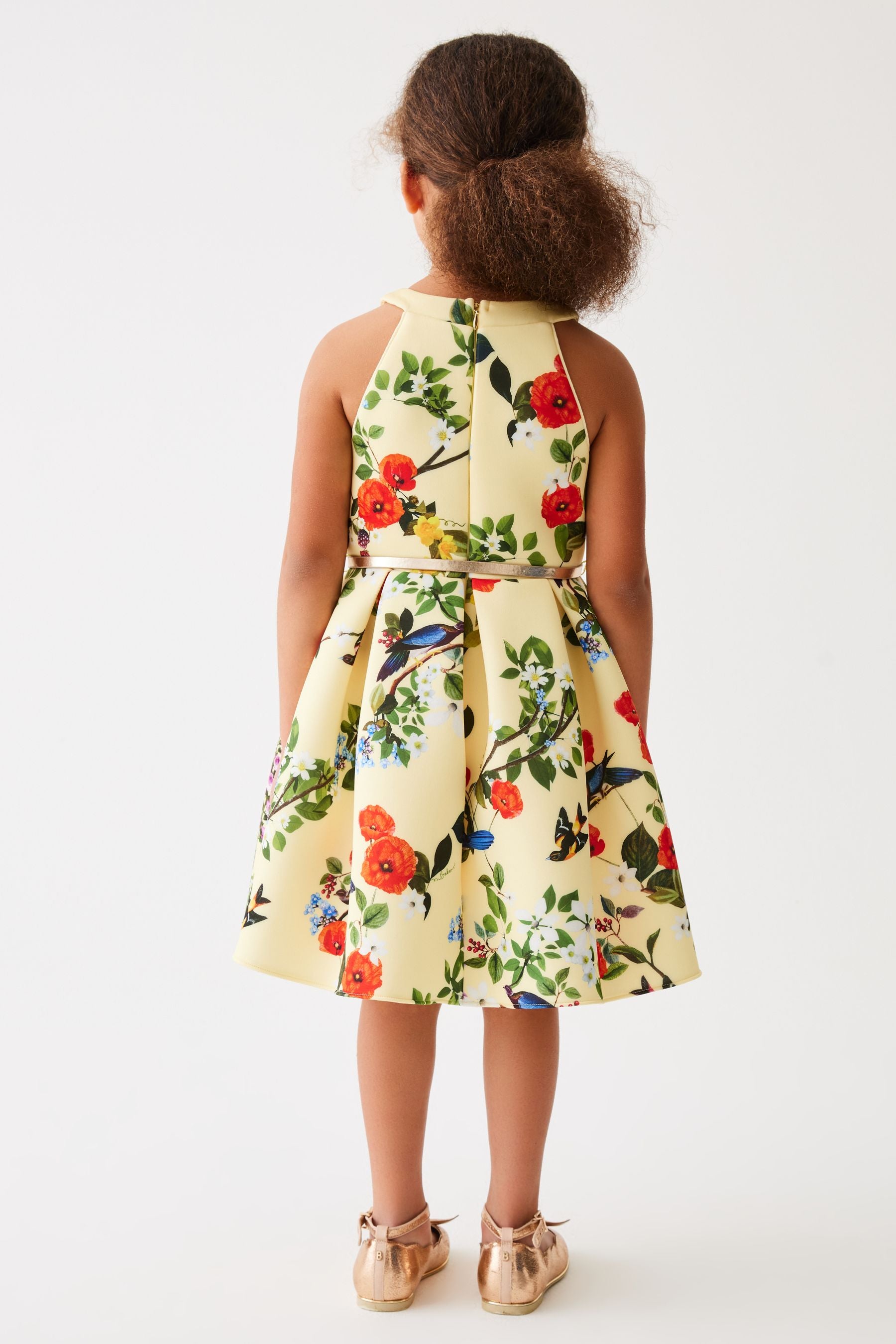 Yellow Baker by Ted Baker Floral Belted Scuba Dress