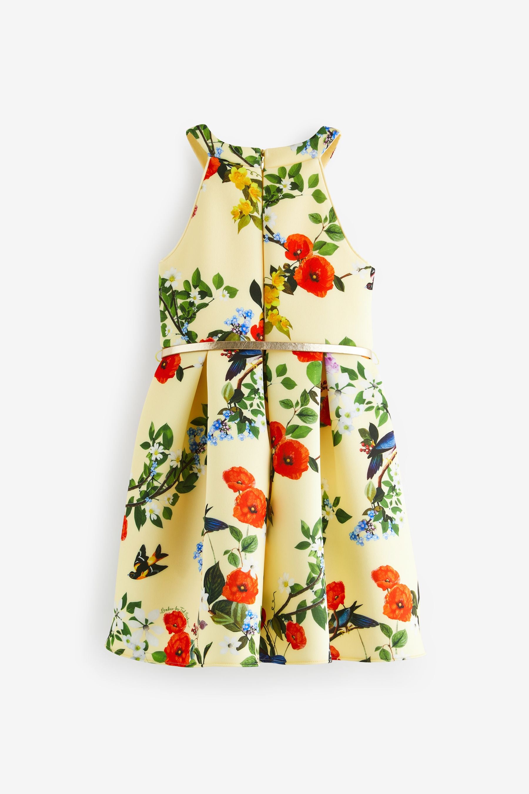 Yellow Baker by Ted Baker Floral Belted Scuba Dress