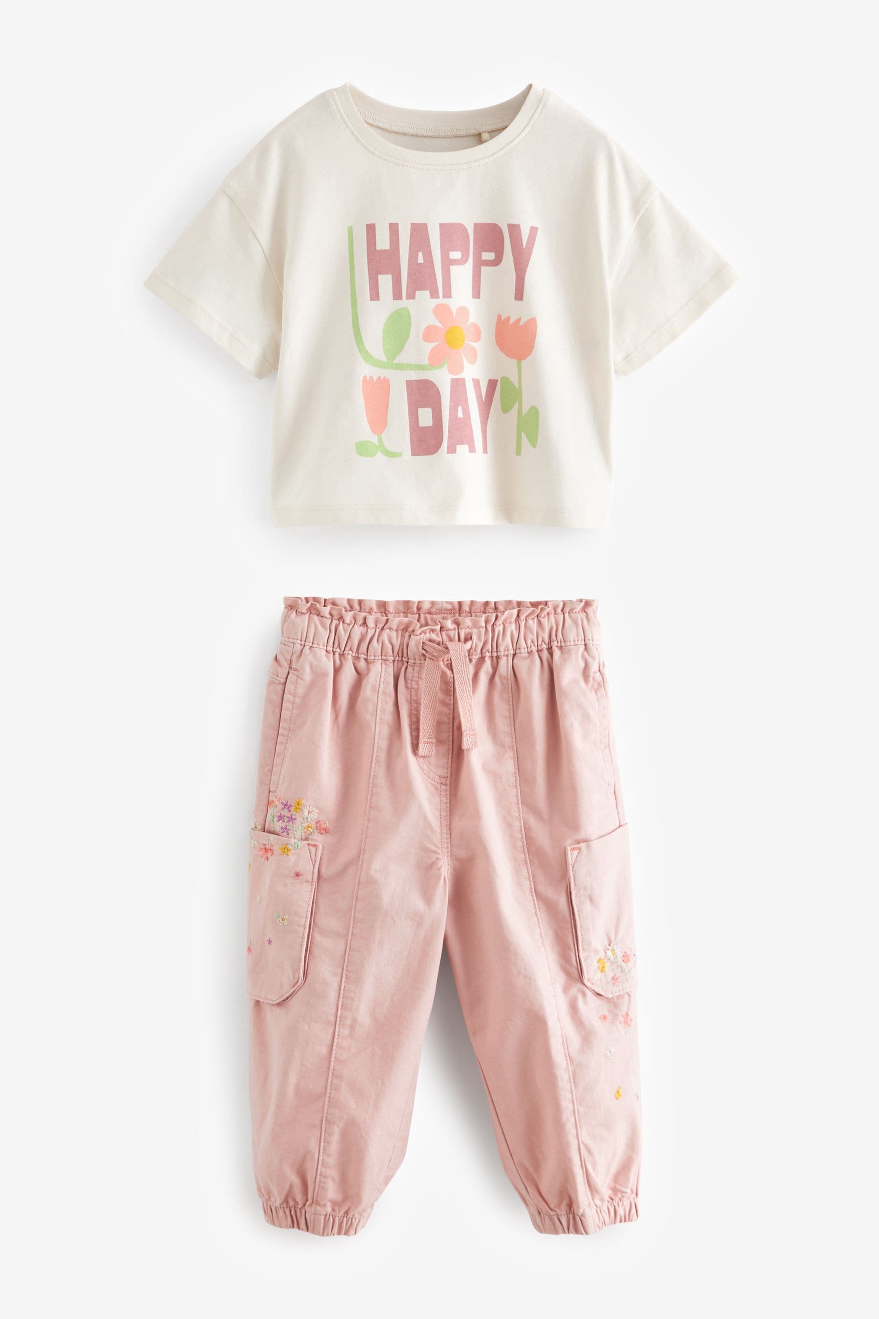 Pink Cargo Trousers and T-Shirt Set (3mths-7yrs)