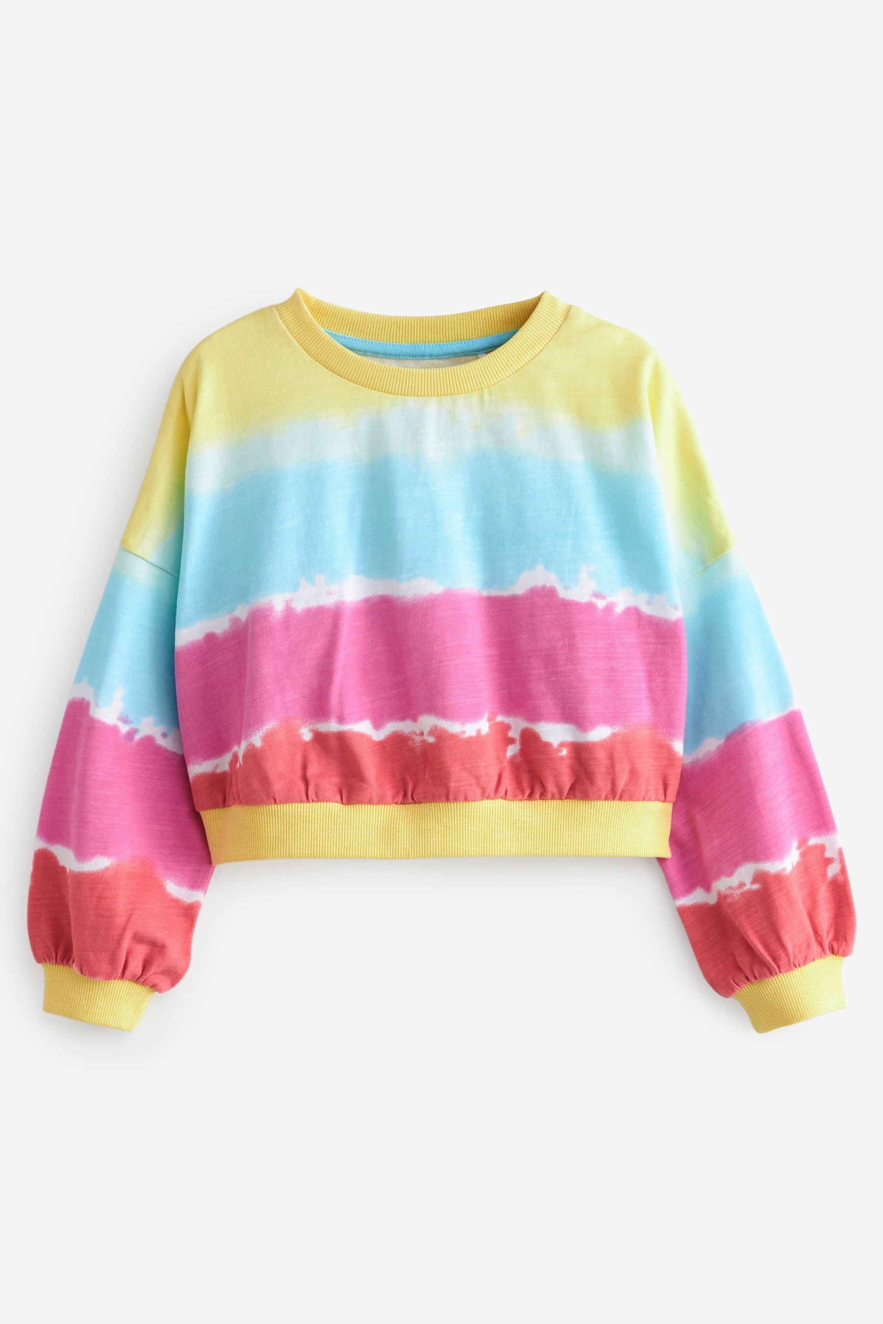 Rainbow Tie Dye Boxy Long Sleeve Cuffed Sweat Top (3-16yrs)