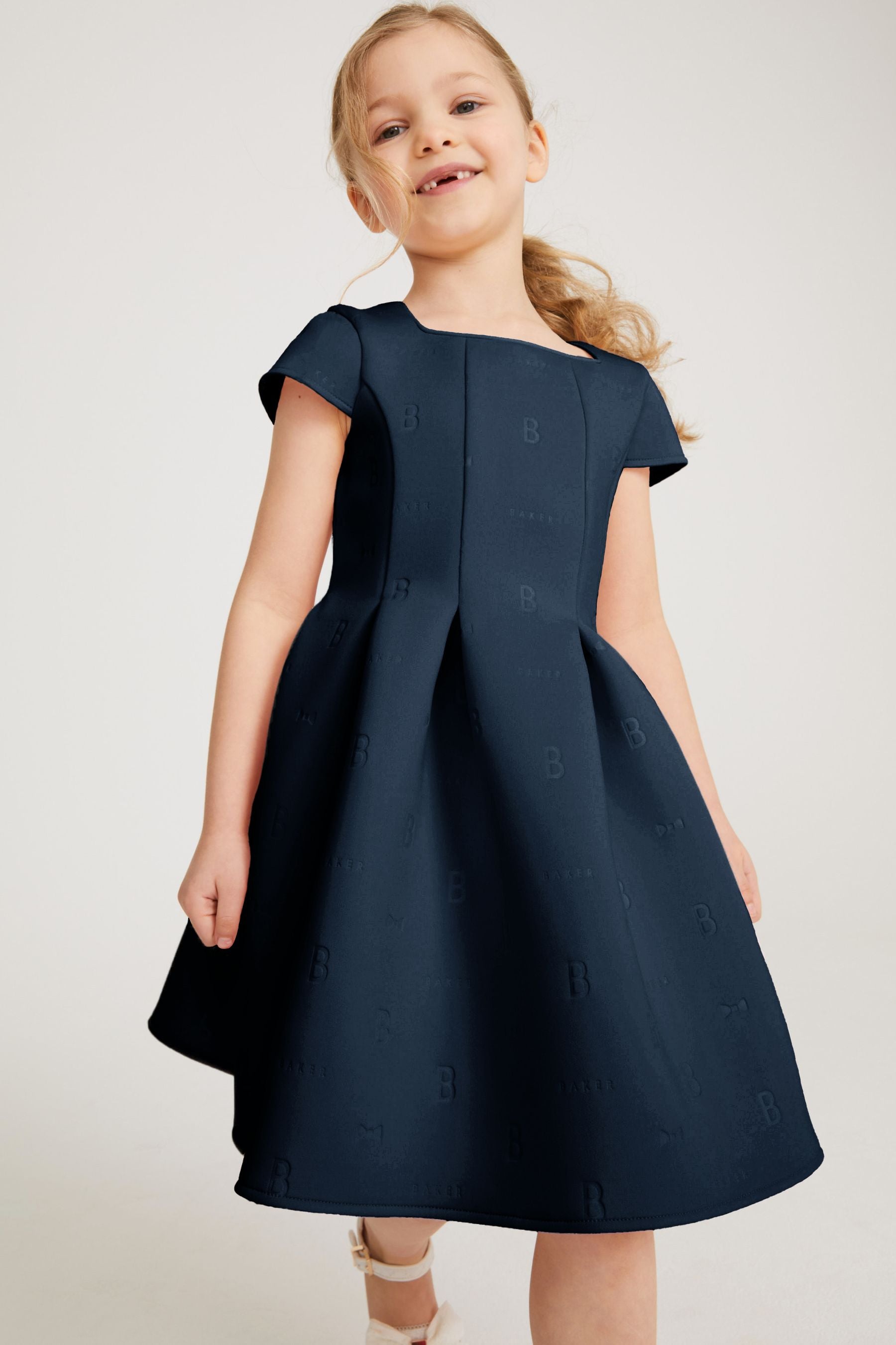 Baker by Ted Baker Navy Embossed Scuba Dress