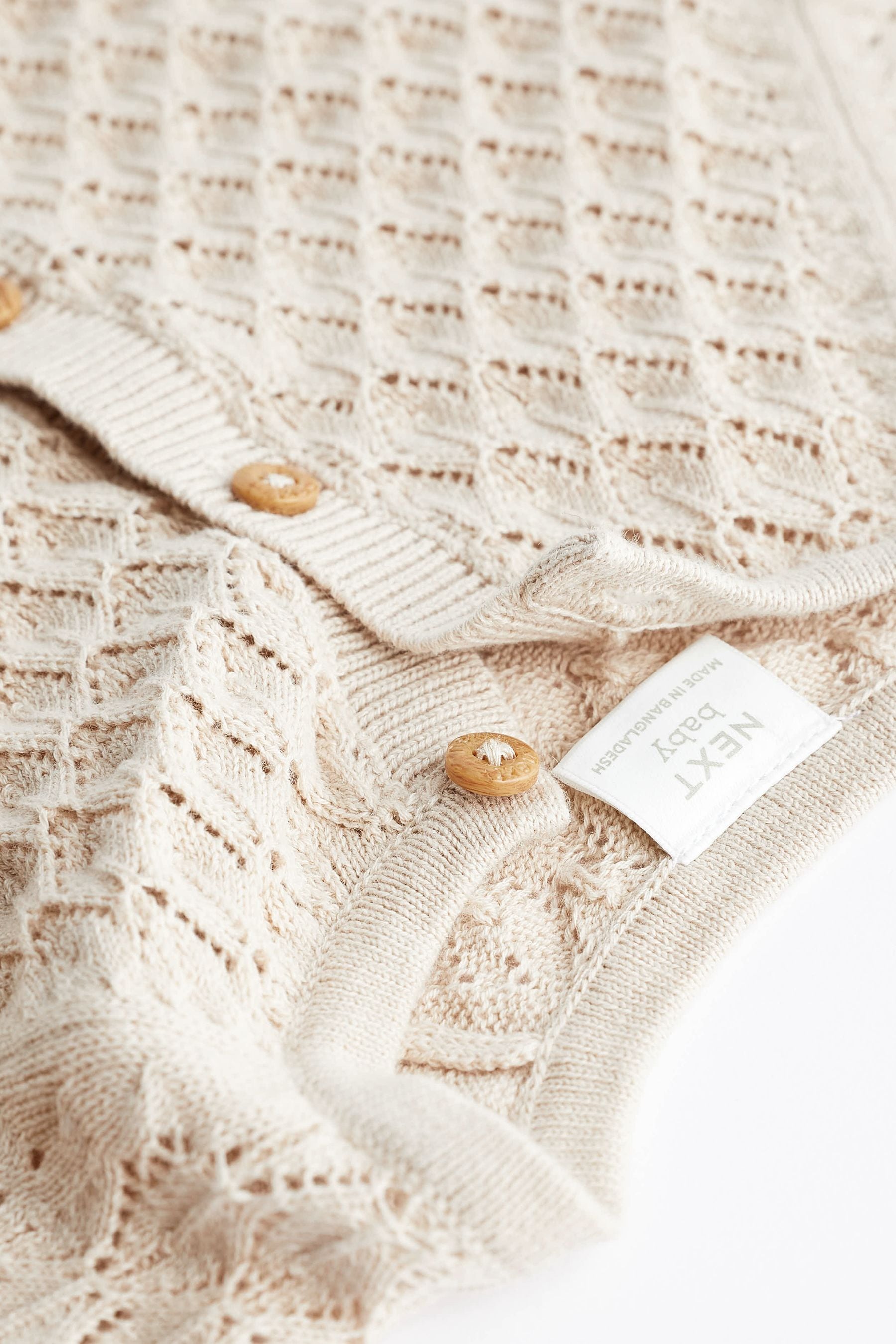 Neutral Baby Pointelle 100% Cotton Knitted Cardigan (0mths-2yrs)