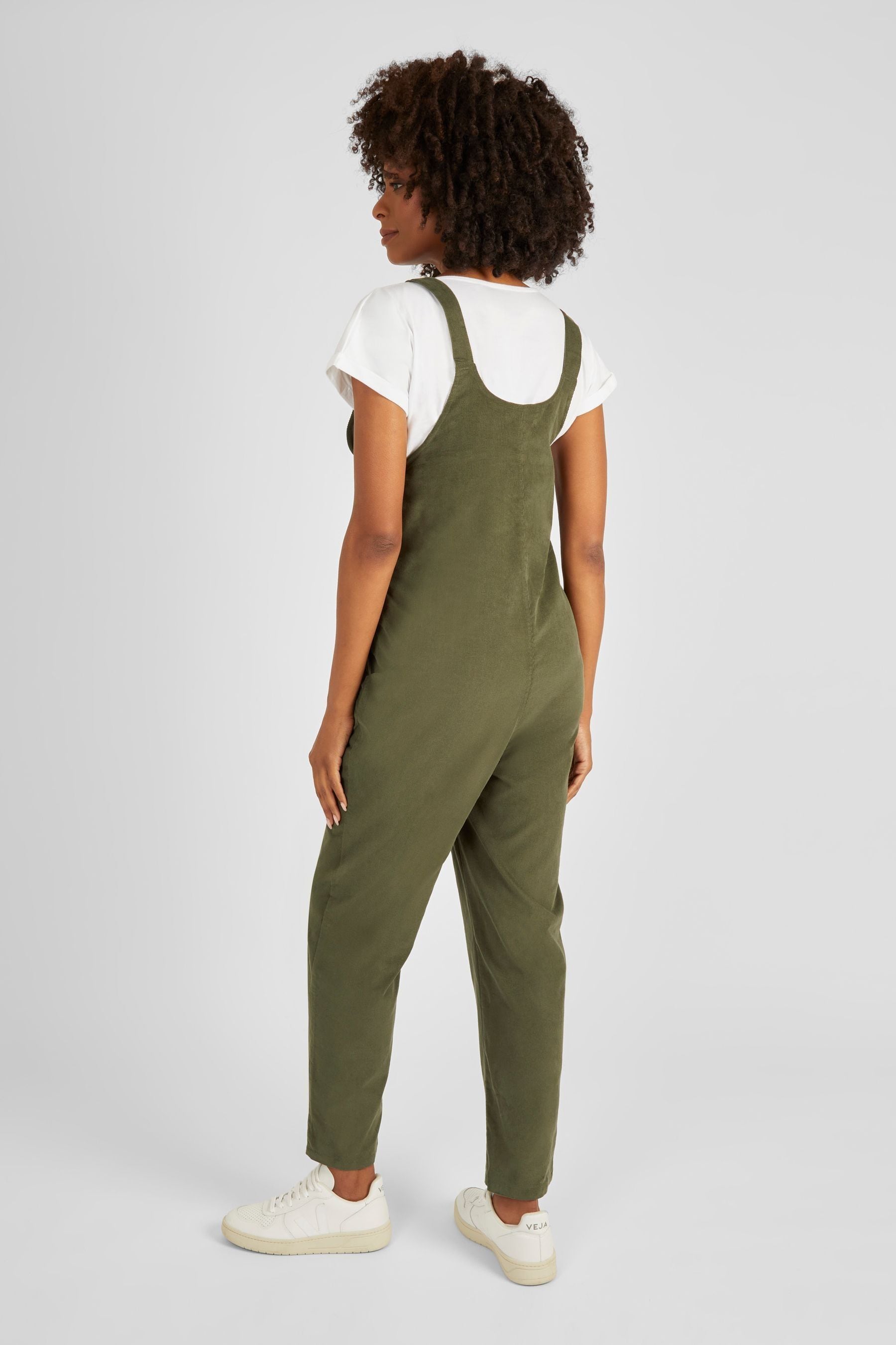 Khaki JoJo Maman Bébé Cord Maternity Dungarees